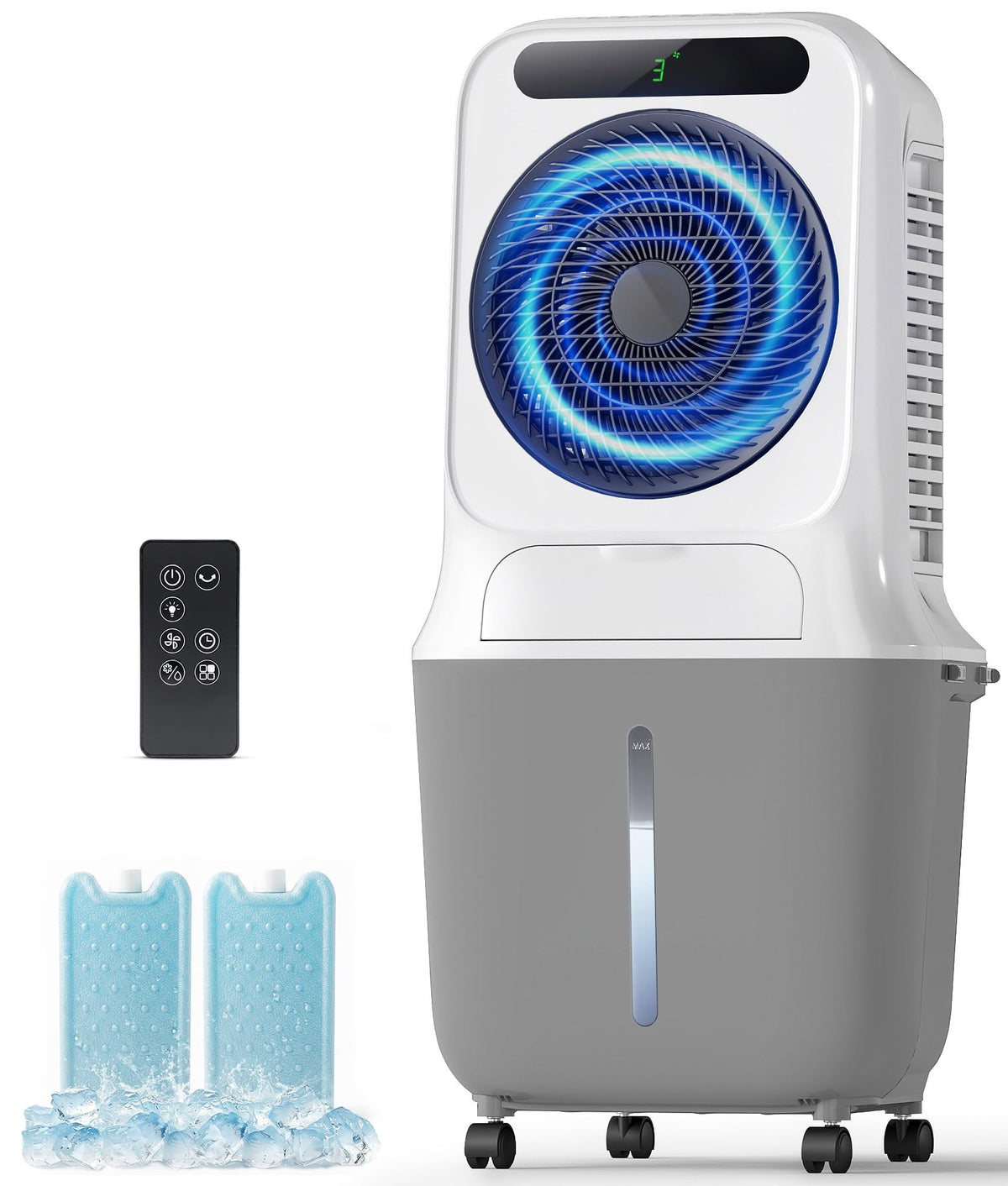 Exnos Portable Evaporative Swamp Cooler - Portable Air Conditioner with 3 Modes & 3 Speeds, 6.6 Gallon Cold Air Cooler, Cooling Fans that Blow Cold Air for Home, Office, 2 Ice Packs