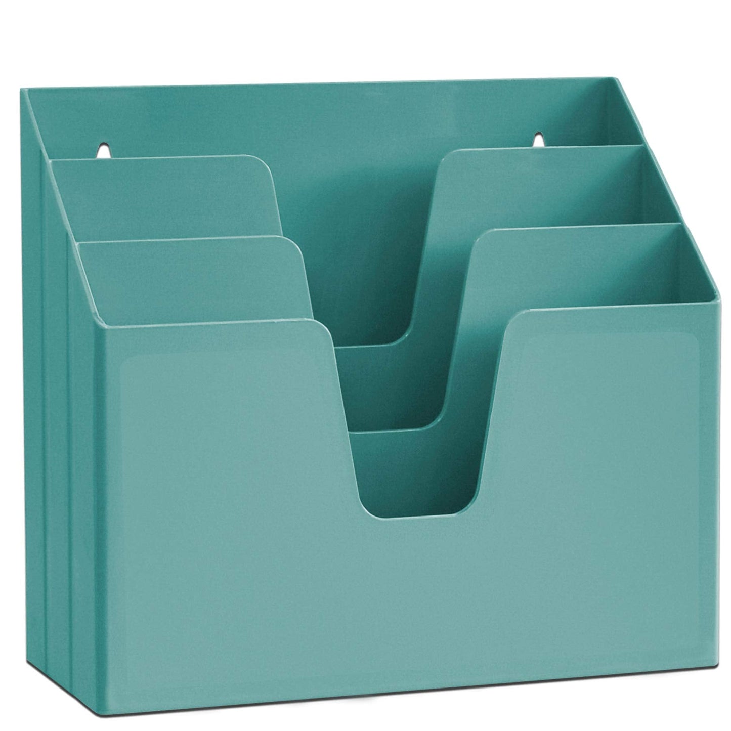 Acrimet Horizontal Triple File Folder Holder Organizer, Open Top Desktop Document Sorter for Letter Size Papers & Folders, Plastic (Solid Green)