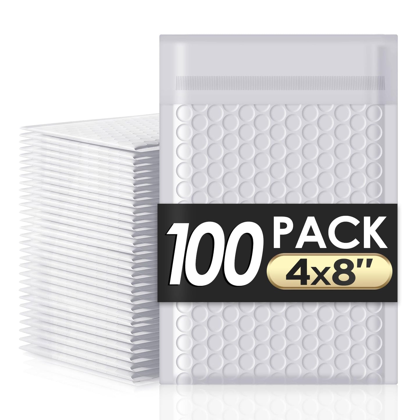 packbabol Bubble Mailers 4x8" 100 Pack Grey and White Padded Envelopes Mailers Waterproof Usable Size 4x7 Self-Seal Padded Mailing Envelopes Bubble Opaque Padded Mailer for Small Businesses，#000