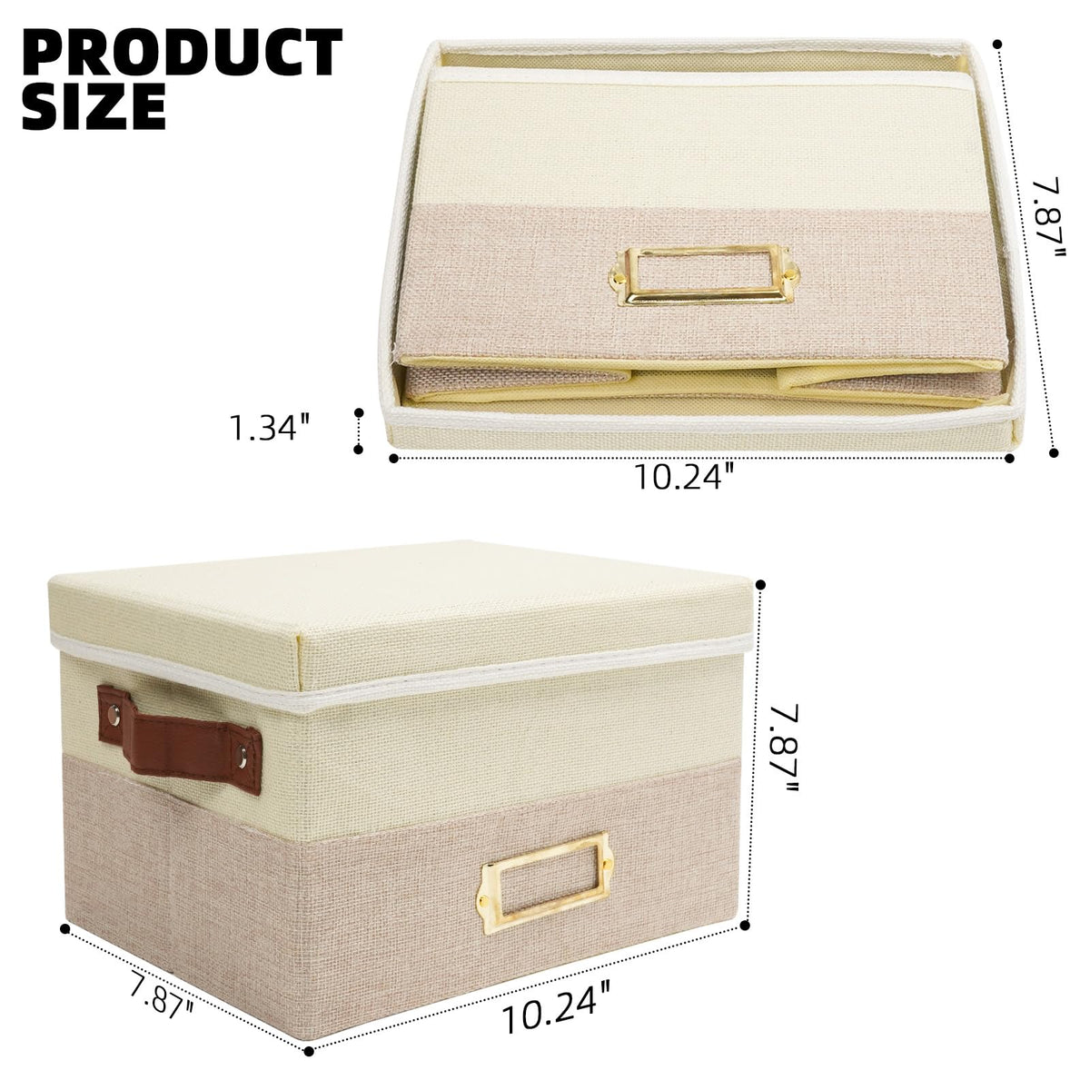 Remowith Greeting Card Organizer, Linen Storage Box with 20 Removable Dividers, 84 Labels & 1 Marker, Perfect for Greeting Cards, Photos, Envelopes, Stickers, Postcards, Beige&Khaki