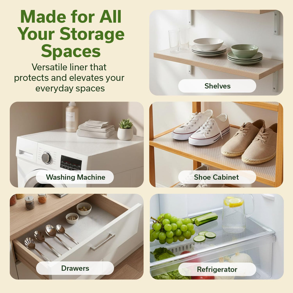 EVALAND Shelf Liners for Kitchen Cabinets Non-Adhesive 17.7" x 33 FT Clear Drawer Liner Non Slip, Washable Cabinet Liner, Waterproof Shelf Liners for Cabinets, Refrigerator Bathroom Pantry - Thickened