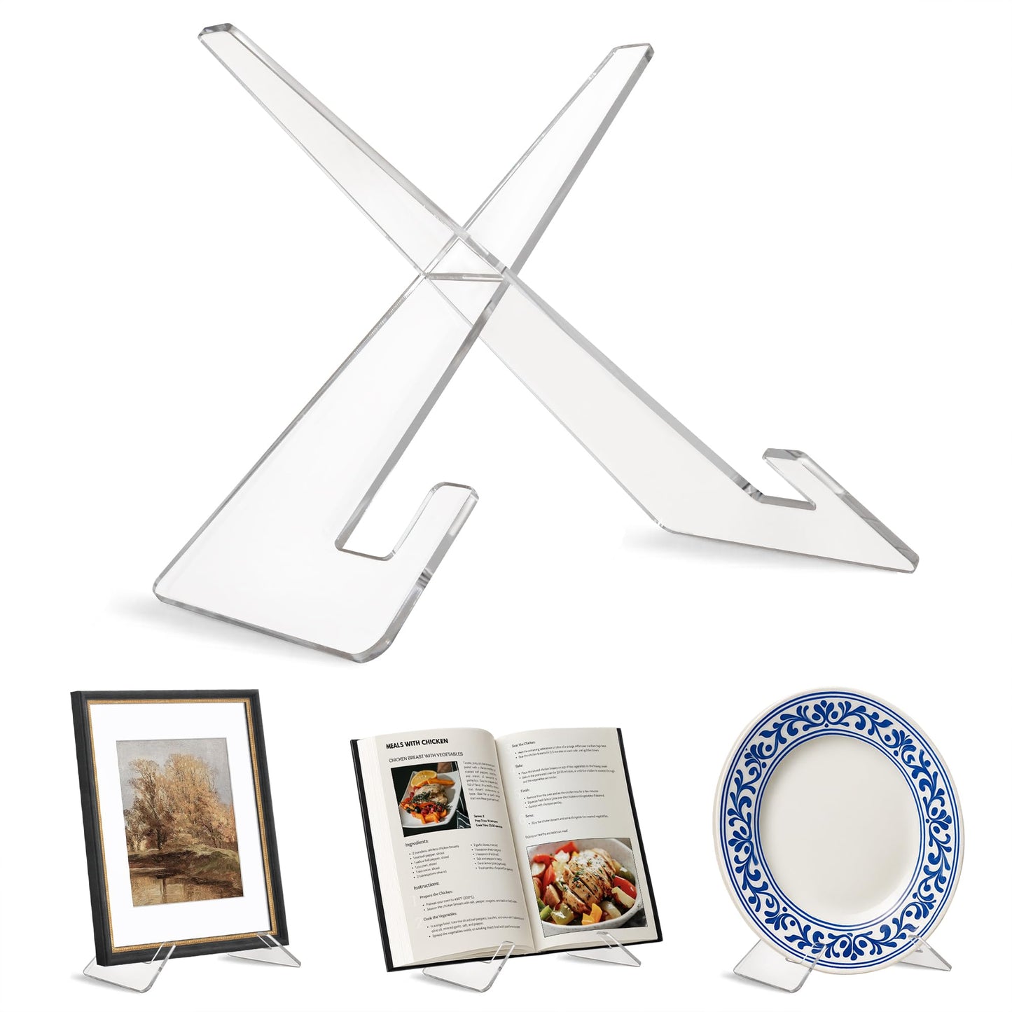 Americanflat Acrylic Easel Stand - 10" Tabletop Easel and Plate Stand - Lightweight Display Holders for Photos, Cards, Frames, Books, Magazines, Albums - Home or Office Decor