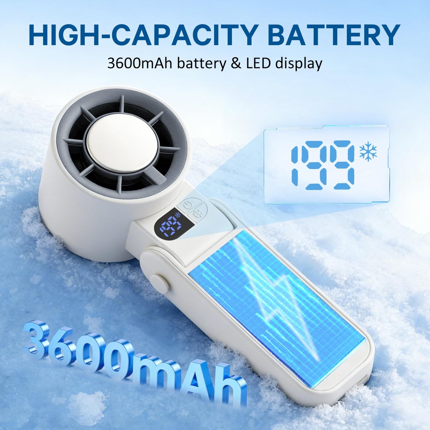 Wupsaoe Handheld Portable Turbo Fan with Ice Cooler, Speed (1-199) Rechargeable Personal Fan,Powerful Mini Personal fan for Travel, Outdoor, Beach & Makeup