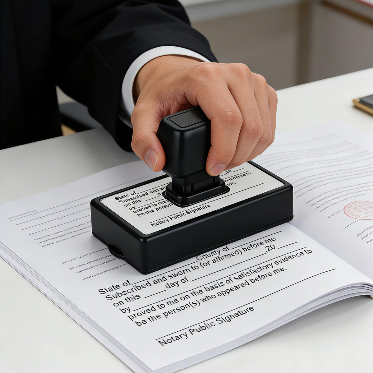 Notary Stamps, Notary Jurat Stamp, Self-Inking Notary Public Jurat Rubber Stamp for Sworn & Subscribed Acknowledgement, Notary Supplies, Notary Seal for Loan Signing Agents, Any State Crisp Impression