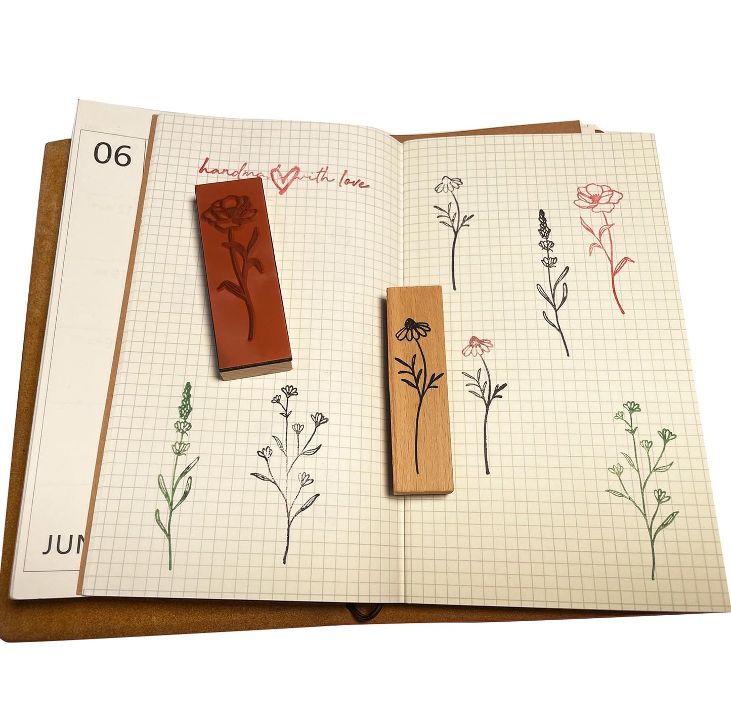 Wissppoott 15 Pcs Vintage Wood Rubber Stamp Set - Antique Butterfly, Floral, Plant, Ladybug& Bird Stamps for DIY Scrapbooking, Craft Cards, Gift Wrapping & Journal Art