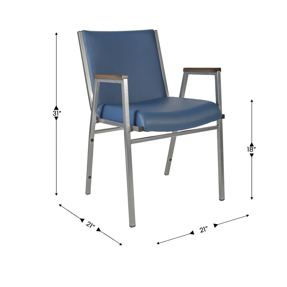 Flash Furniture Hercules Series Heavy Duty Navy Vinyl Stack Chair with Arms and Ganging Bracket