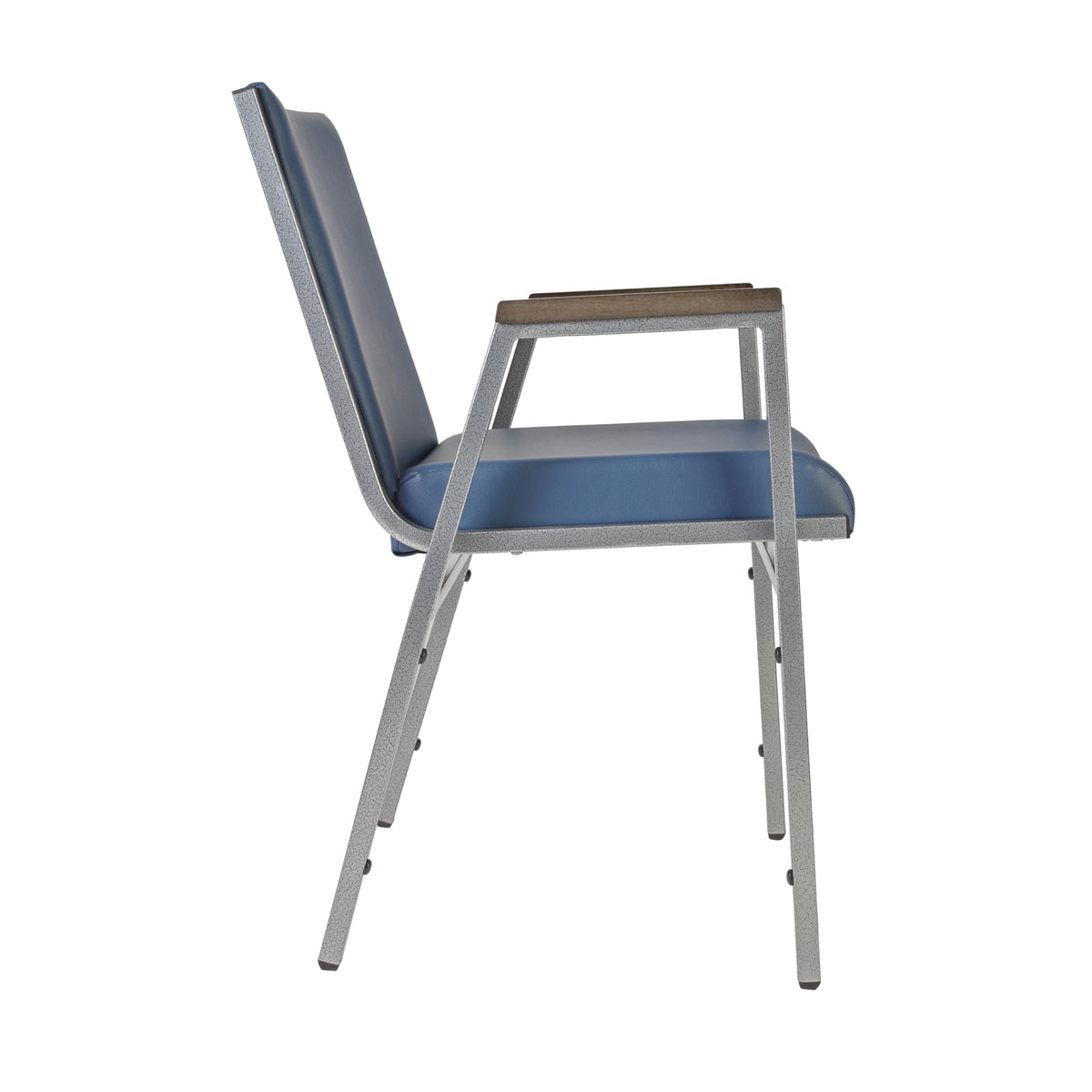 Flash Furniture Hercules Series Heavy Duty Navy Vinyl Stack Chair with Arms and Ganging Bracket