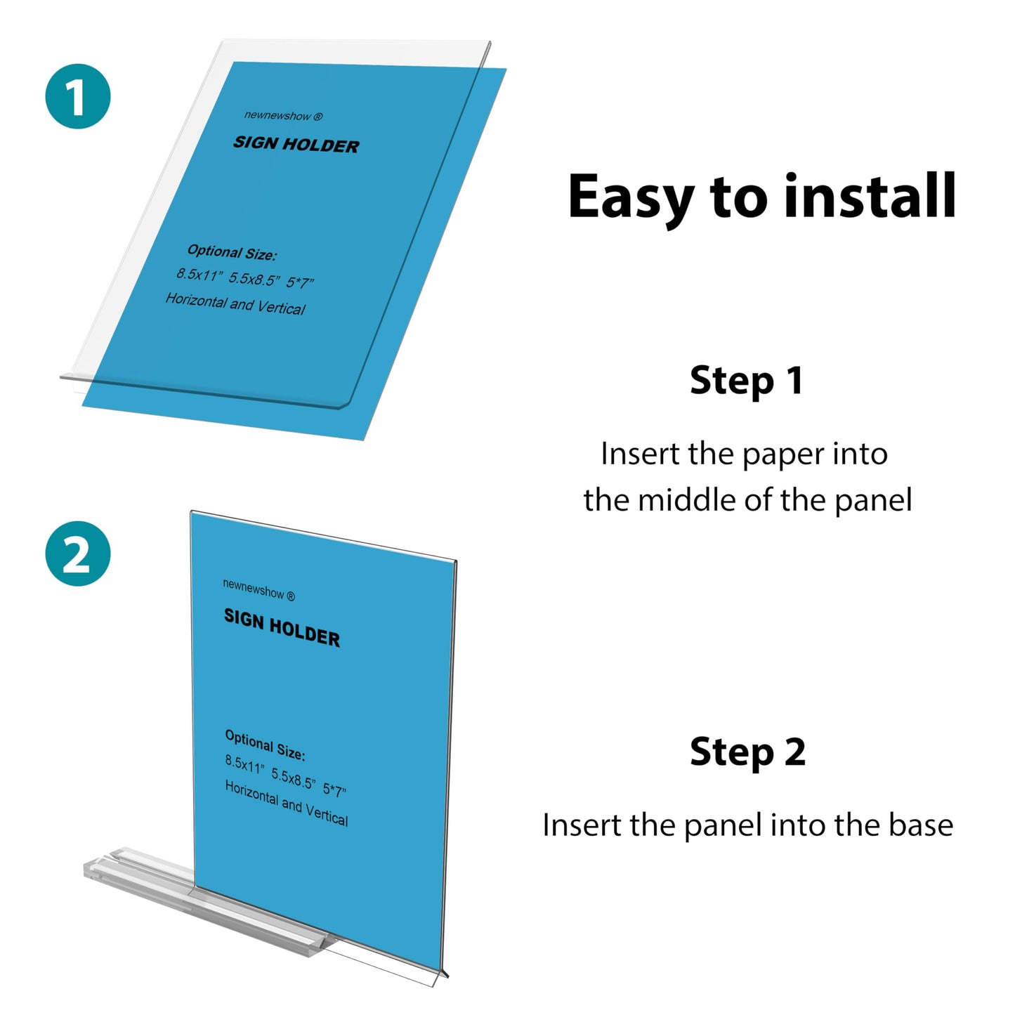 newnewshow Acrylic Sign Holder 8.5x11 Inch 6 Pack Vertical T Shape Double-Sided Desktop Display Holder