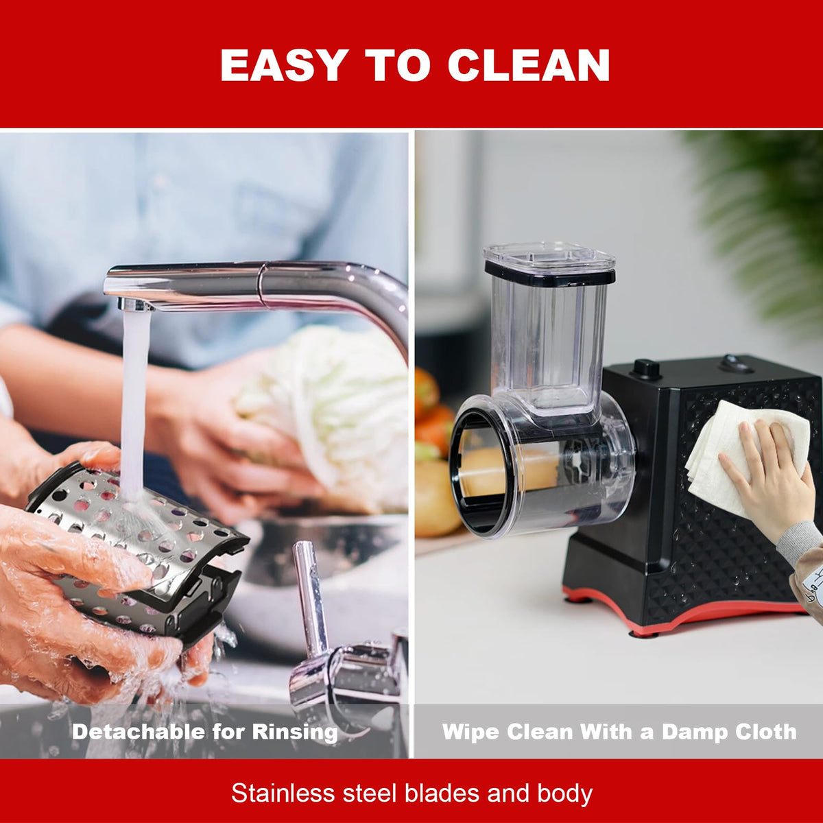 YOTAN Electric Cheese Grater, Electric Slicer Shredder with 6 Blades, 250W Salad Shooter, Enlarged Inlet and Dispenser, Automatic Vegetable Slicer for Cheeses, Fruits, Vegetables