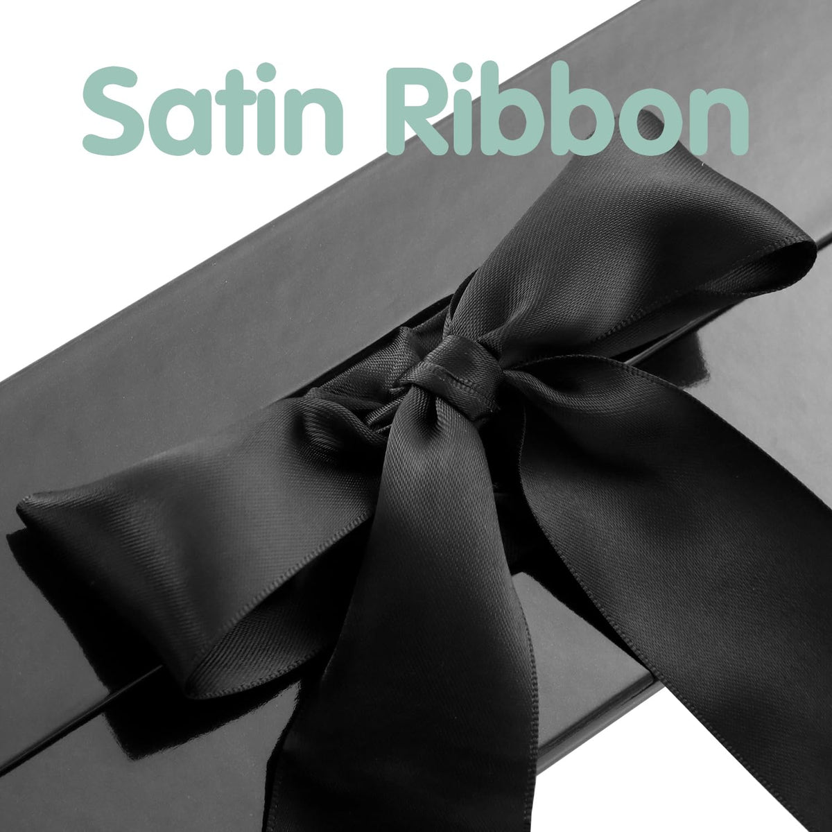 HAPPY POTATO Large Gift Box with Lid and Ribbon, Groomsman Proposal Box, Magnetic Gift Box for presents (Glossy Black,pack of 5,13.5x9x4.1 Inches)