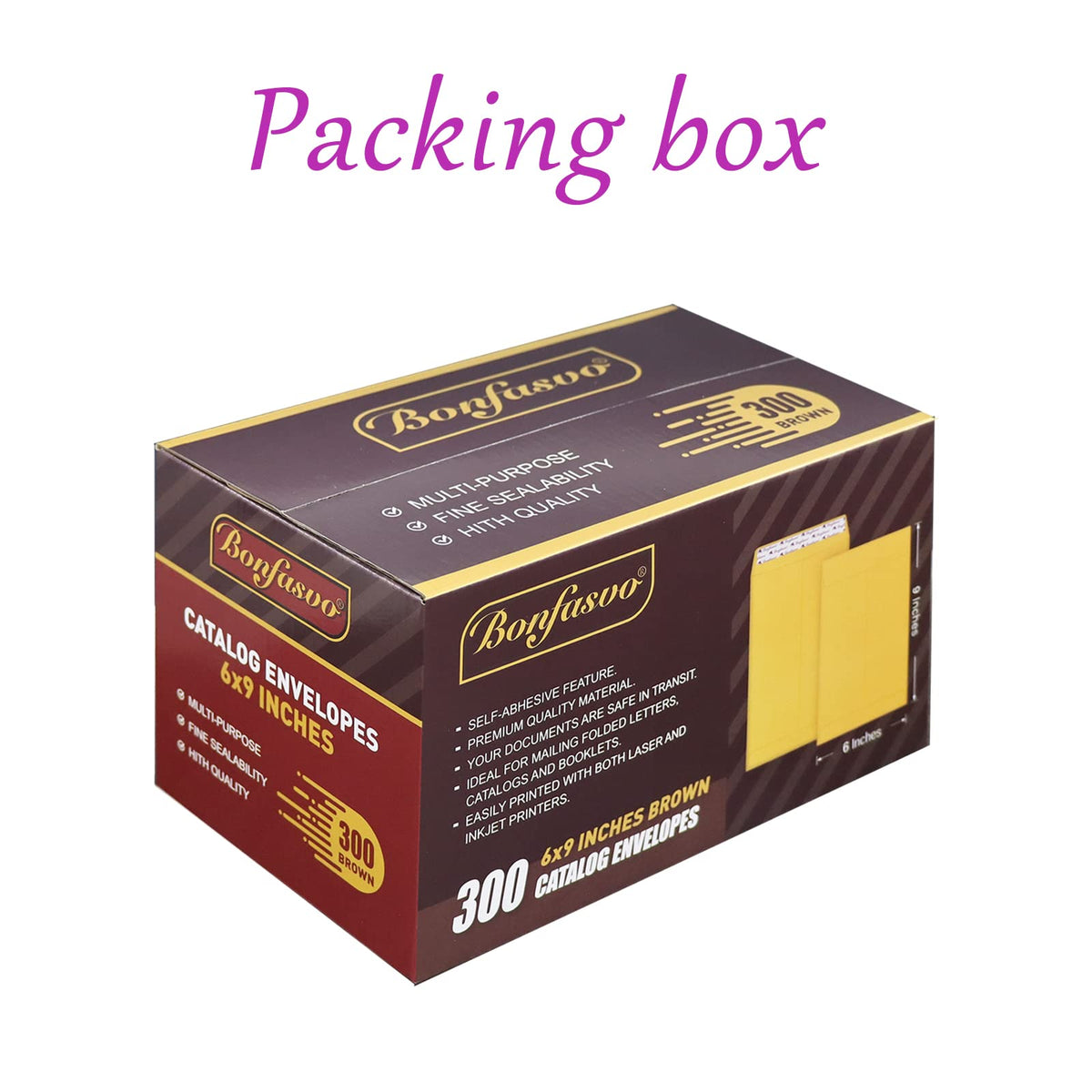 Bonfasvo 300 Pack 6x9 Brown Catalog Envelopes Peel & Seal Security Mailing Envelopes 120GSM Kraft Paper self Seal Envelopes for Invitations Papers Photos Documents Pictures Papers Files