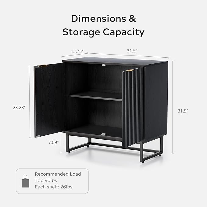 EYYTHUNG Fluted Storage Cabinet Sideboard Buffet Cabinet, Modern Accent Cabinets