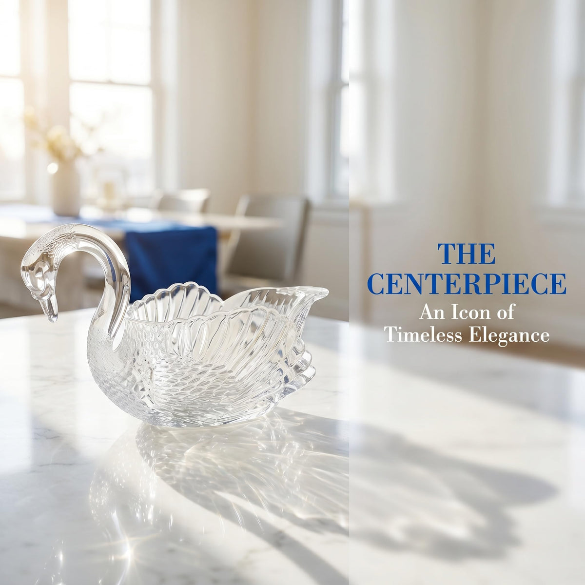 sidnheywvn 9.8'' x 5.5'' Crystal Swan Centerpiece Bowl,Swan Planter Decorative Crystal Bowl for Table Centerpiece, Fruit Candy Dish and Home Swan Decor