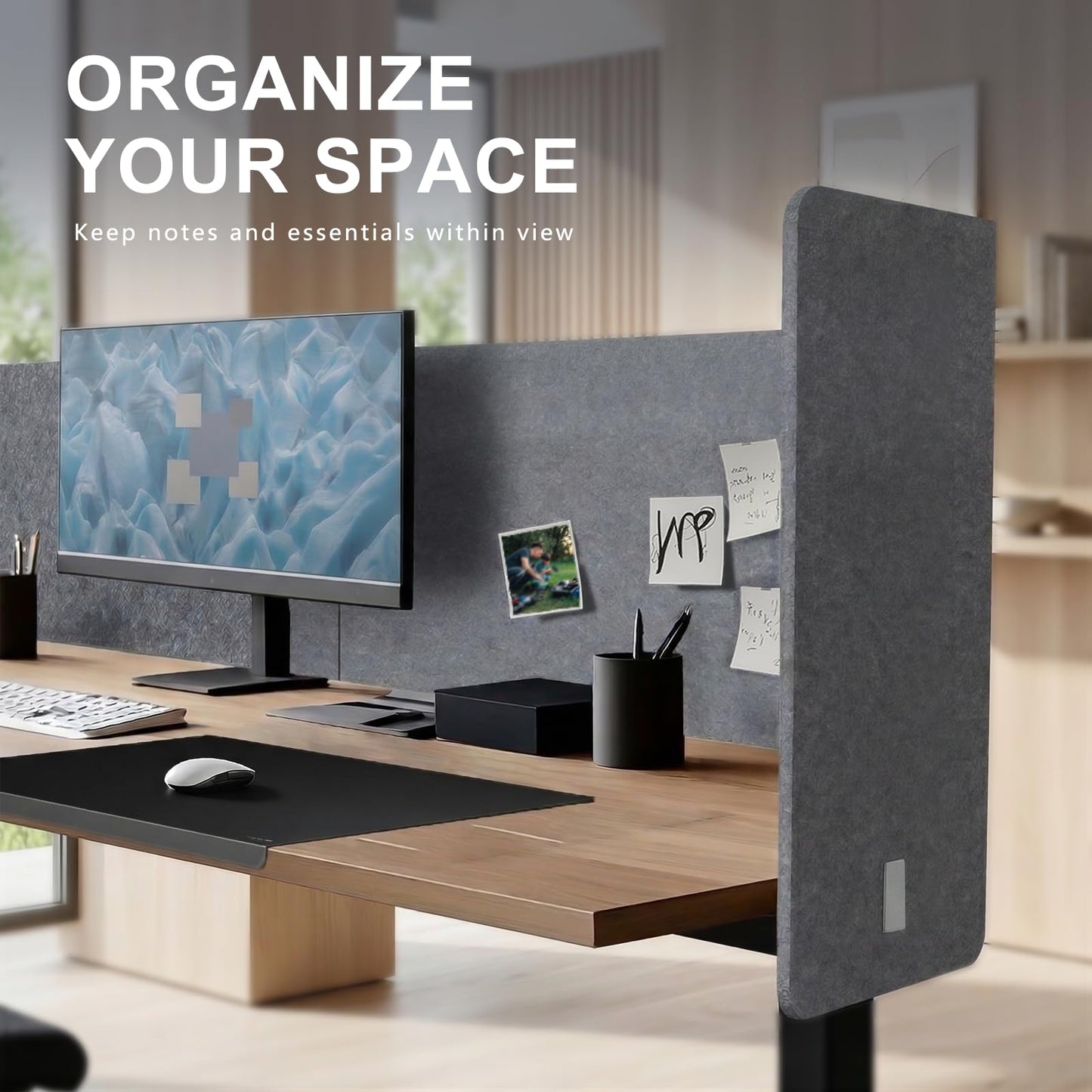 ERGO COLLECT Desk Privacy Panel,2PCS L-Shaped Clamp-On Office Desk Divider,2-in-1 Adjustable Acoustic Desktop Partition Or Under Desk Modesty Panel,for Office,Home,Felt (Grey, 47.2" x 15.7")