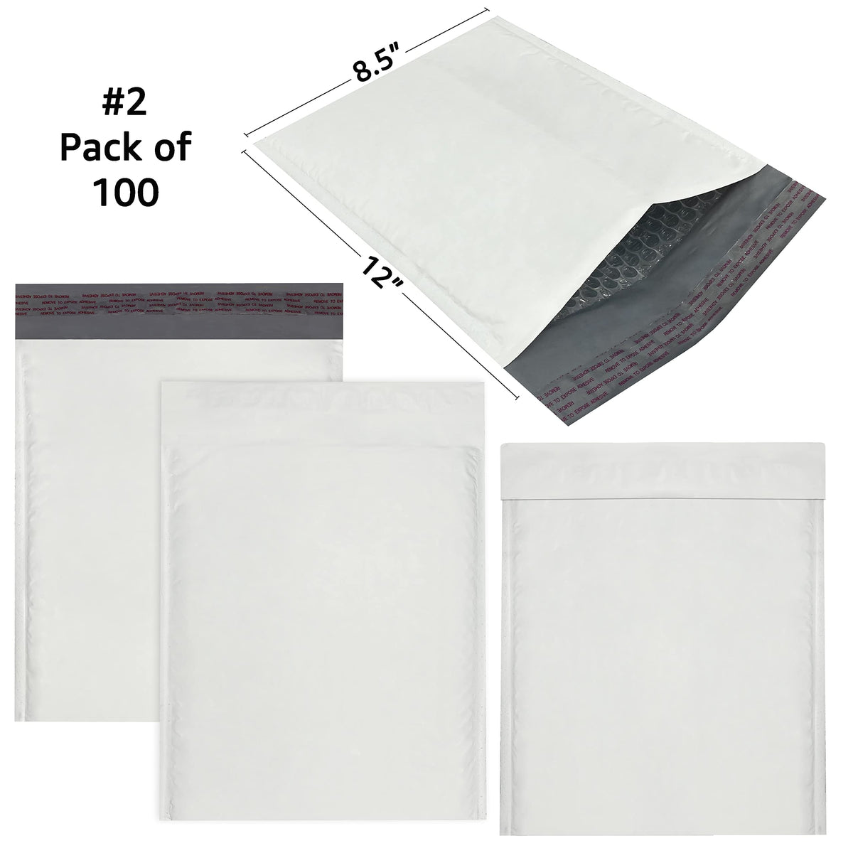 Poly Bubble padded Mailer - (100pack, #2-8.5" x 12") Pack and Ship - self sealing Industrial standard Office, School, and Business shipping product