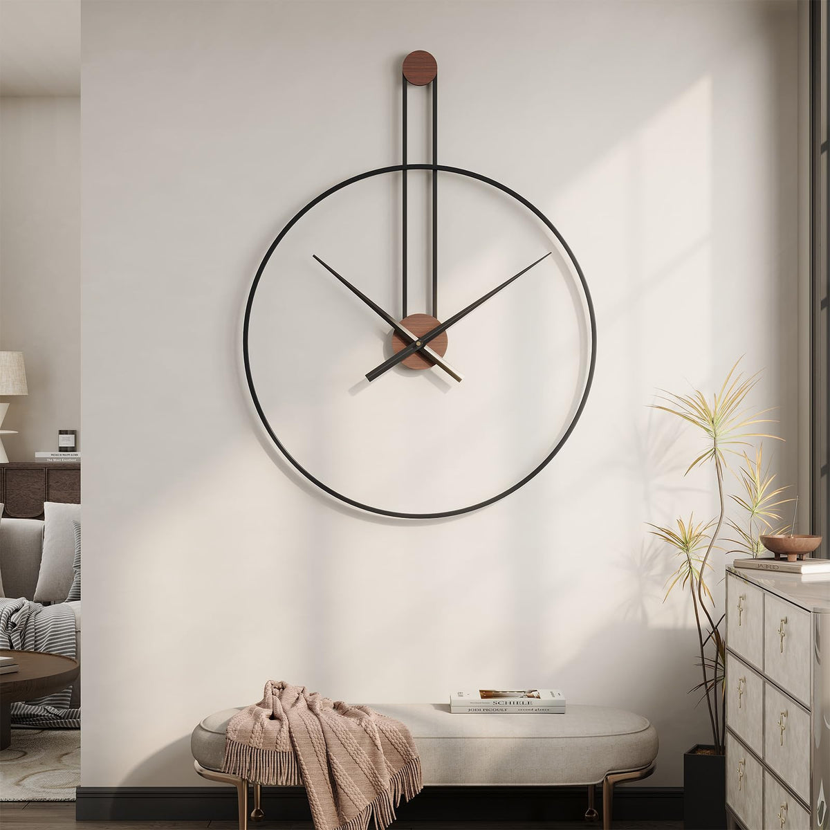 36 Inch Wall Clock Extra Large Minimalist Metal Clock for Living Room Decor, Modern Silent Non Ticking Battery Operated Wall Clocks, Rustic Black Frame Big Decorative Clocks for Office, Bedroom