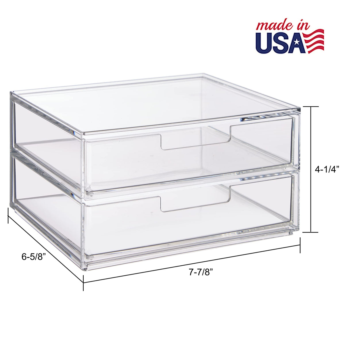 STORi Chloe Space-Saving Clear Drawer Organizer (4 Wide Drawers) Sort Office, Kitchen, Beauty Supplies, Makeup, Pens, Jewelry, Stationary, Made in USA