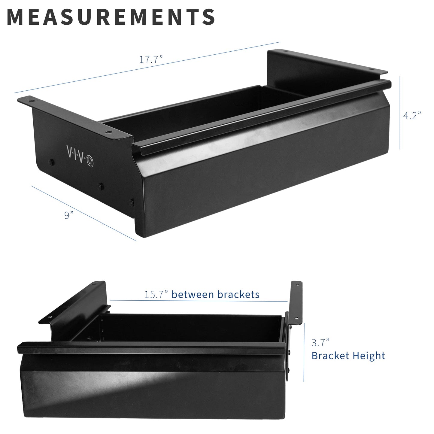 VIVO 16 Inch Under Desk Slide out Drawer without Shell, Home Office Storage Organizer, Steel, Black, DESK-AC03A-B