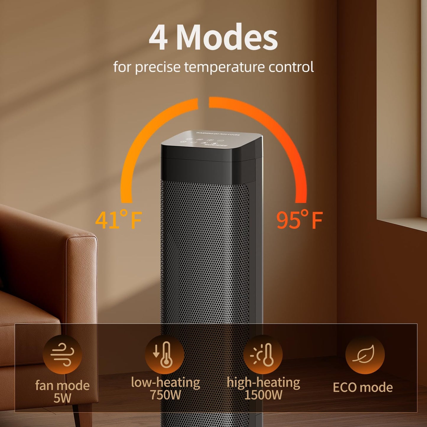 HALMUN Space Heater, 1500W PTC Ceramic Heaters for Indoor Use with Remote, 24H Timer, Oscillation, Tip-Over and Overheat Protection, Fast Safety Heat for Home Office- Upgraded