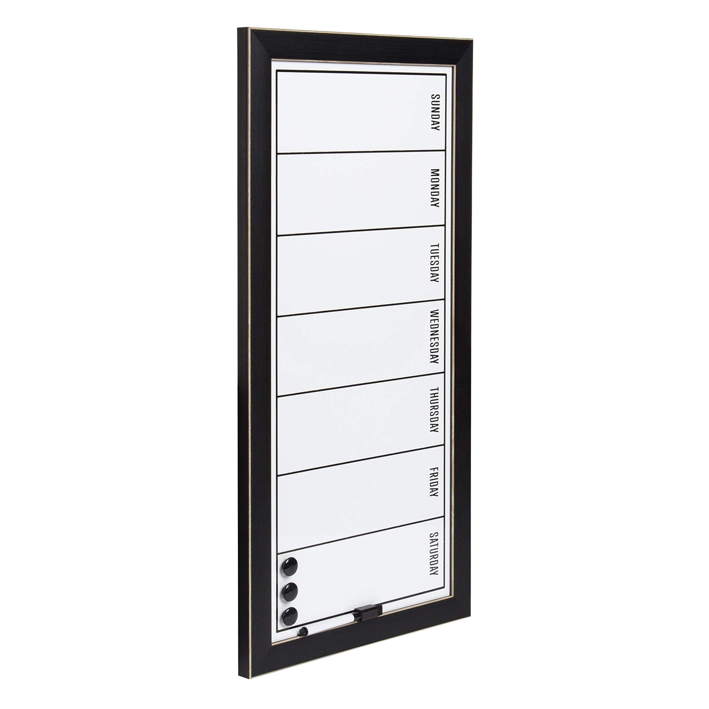 DesignOvation Wyeth Framed Magnetic Dry Erase Weekly Calendar, Black