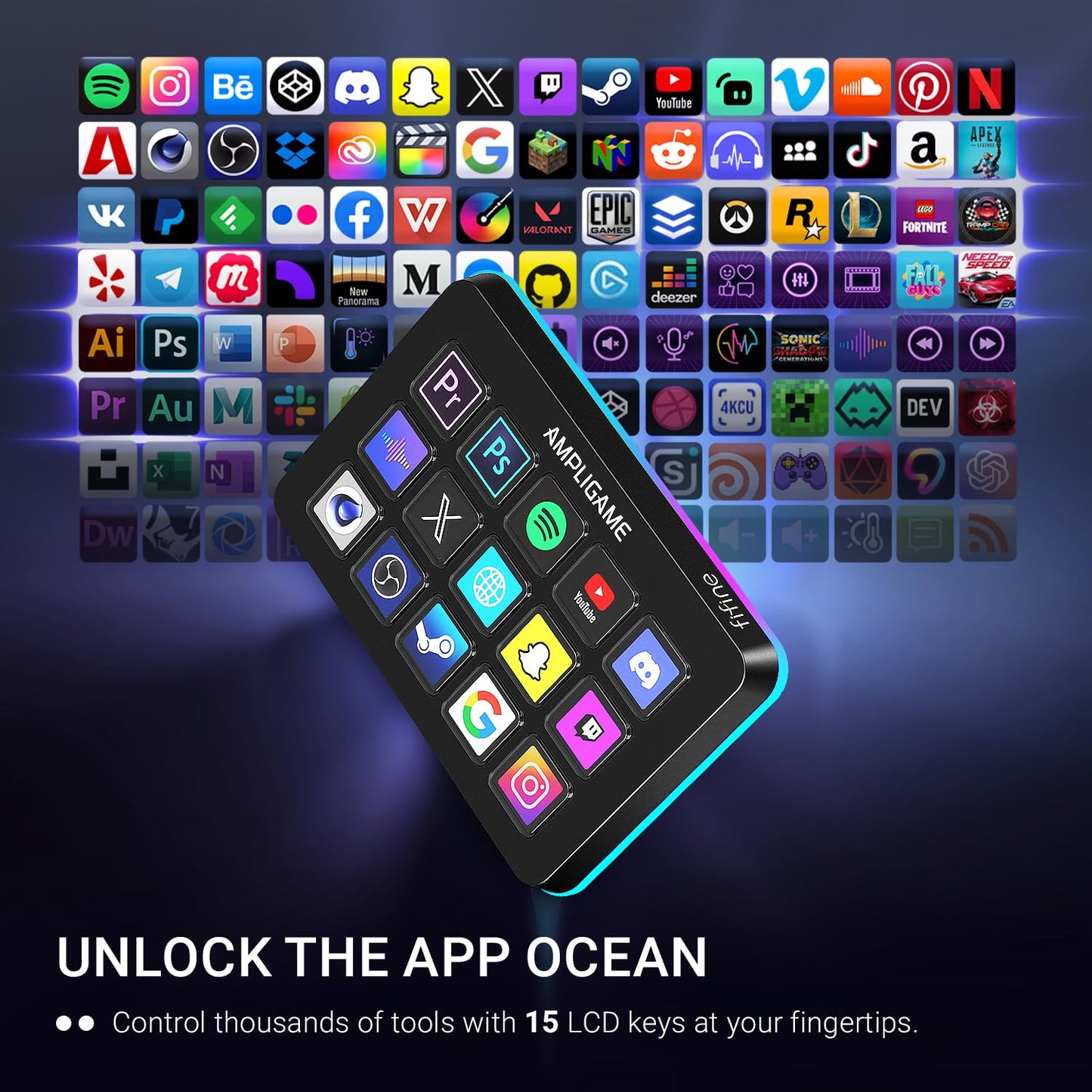 FIFINE AmpliGame Stream Controller with 15 Macro Keys, Streaming Keyboard with Trigger Actions in OBS/Twitch/YouTube/Streamlabs, Shortcut Buttons Keypad Works with Mac and PC-D6