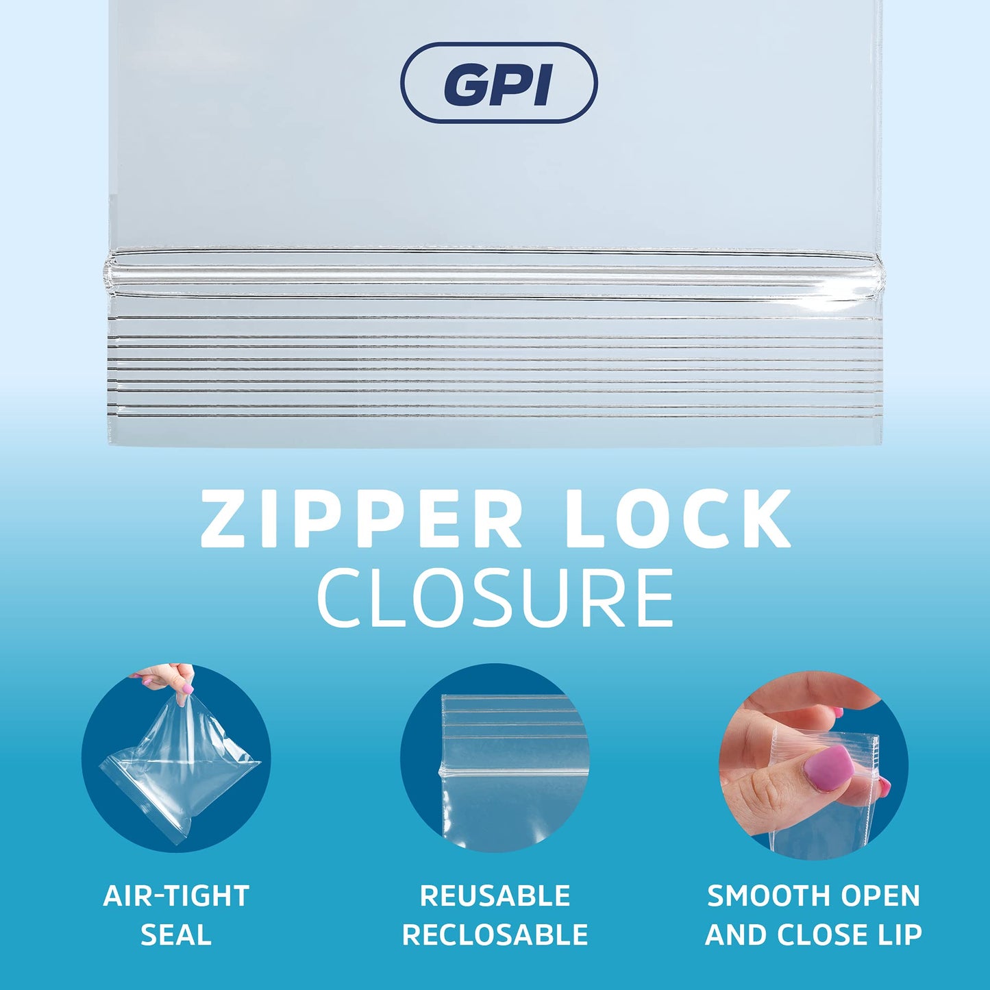 GPI - 6 Mil, Extra Heavy-Duty, 4" x 6" Clear Plastic Reclosable Zip Bags, Puncture-Resistant, Strong Resealable Poly Bags, With Lock Zipper Seal, For Screws, Nuts, Bolts & Constuction, 100 Count
