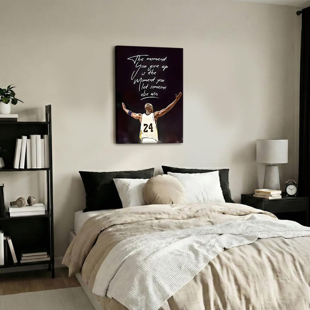 GYYLGYY Inspiring Basketball Theme Canvas Wall Art 12x16 Inch Framed Poster Print Minimalist Dark-Toned Motivational Quotes Decor for Living Room Bedroom Office Entrance and Men's Exclusive Space