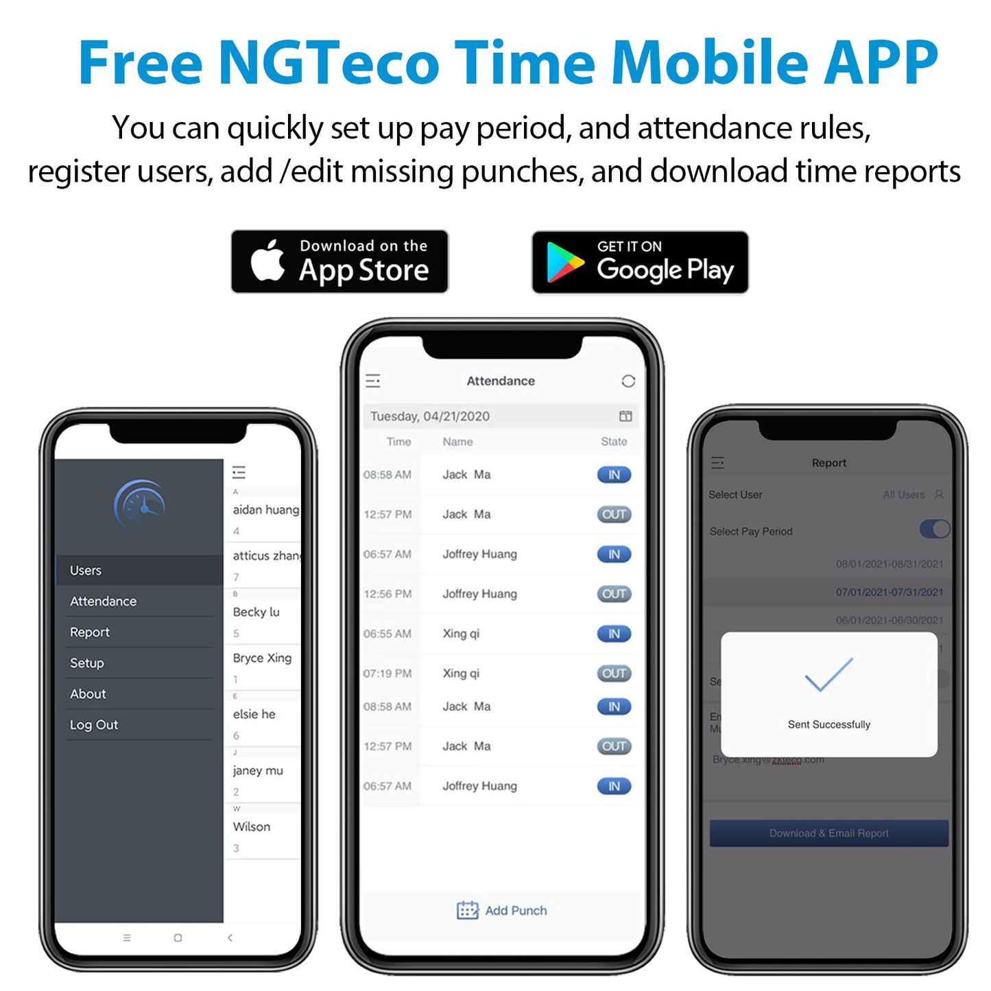 NGTeco Time Clock for Small Business, 4-in-1 Employee Attendance Machine with Face, Fingerprint, RFID Card & PIN Code, 2.4GHz WiFi, Mobile App Control for iOS Android, Shift Management, No Monthly Fee