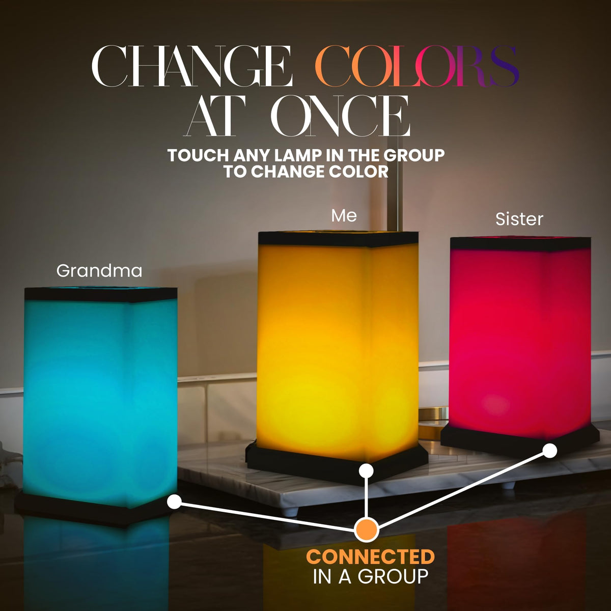 Friendship Lamp® by Filimin Modern - Best Friend Lamps Wi-Fi Touch Lamp LED Light for Long-Distance, Connection, Relationship, Friendship, Gifts, Love, 200+ Colors, App Setup - Set of 2