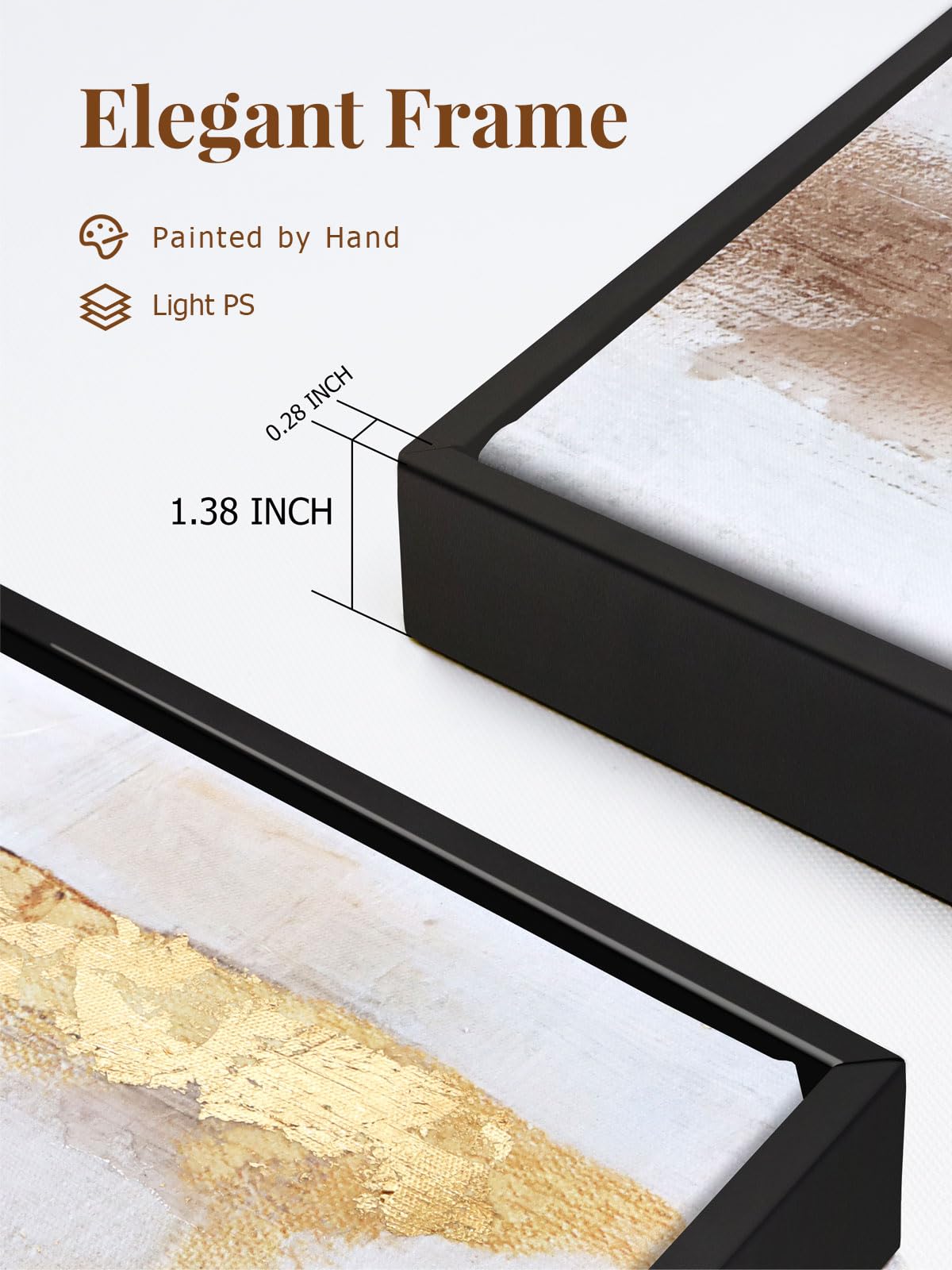 3-Piece Black & Gold Abstract Wall Art - Modern Textured Canvas Prints with Hand-Applied Brush Strokes, Large Wall Decor for Living Room, Bedroom, or Office, 2 x 12 x 36 and 1 x 24 x 36 Inches