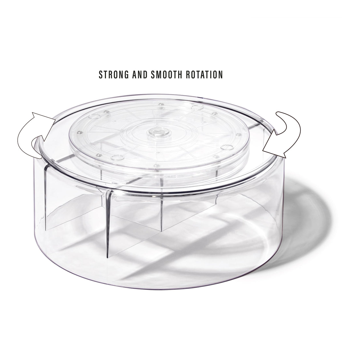 BINO Plastic Round Turntable Organizer with 5 Compartments - Clear | Spinning Divided Turntable Container | Rotating Organizer Storage for Bottle Condiments Fridge Kitchen Counter Pantry Bathroom