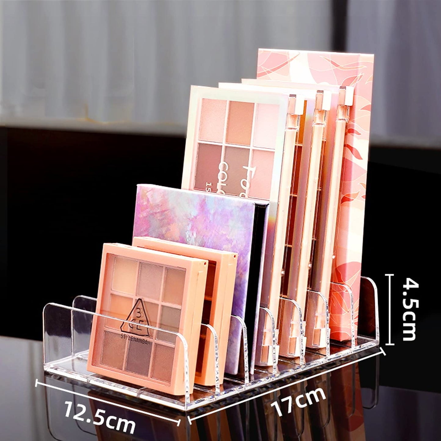 Halyuhn Acrylic Mail Holder 2 Pack, 7 Slots Clear Desk Organizer for Sorting Mail, Clear Bill Money Organizer for Envelope, Card and Makeup, Cash Tray for Cash Stuffing, Use in Home and Office