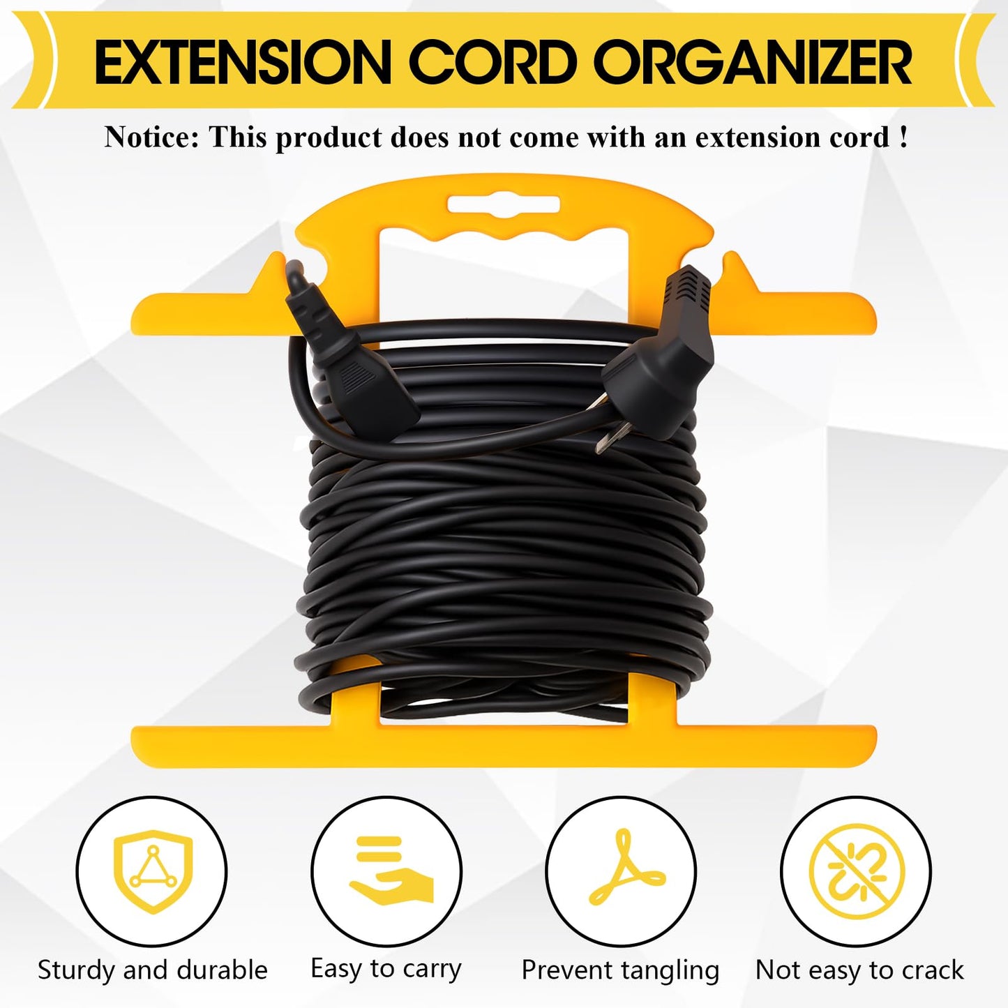 Ripeng 1 Pcs Heavy Duty Extension Cord and Hose Reel with Carrying Handle, Durable ABS H-shape Design Fits 100ft Cord Cable or Water Hose, 50ft Soaker Tube Management (Yellow)