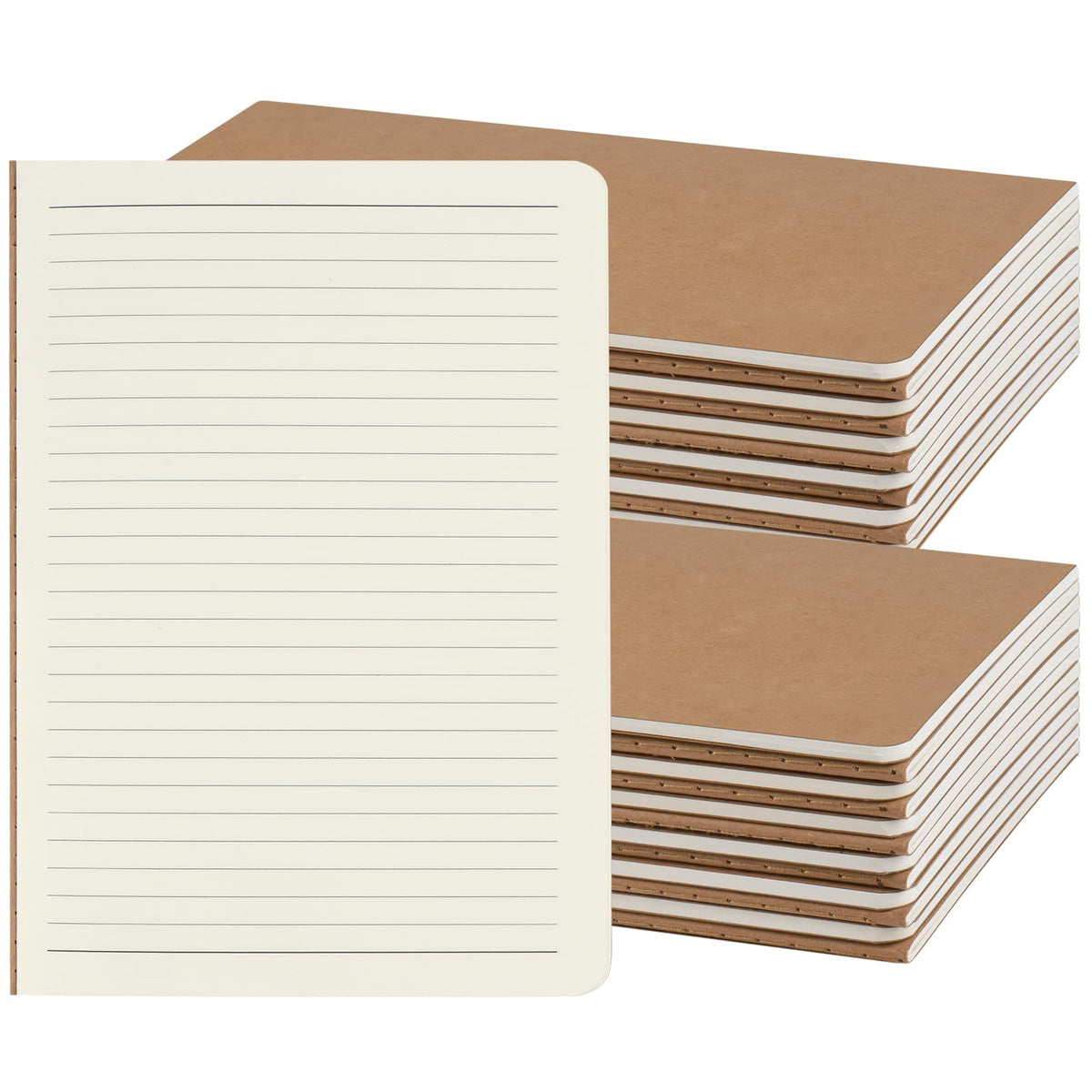 ZCZN 24 Pack A5 Kraft Notebooks Bulk, 8.15x5.5 Inches Lined Paper Journaling Notebooks, Notebooks for Work, Composition Notebooks for School, Journal Notebooks for Office, 60 Pages