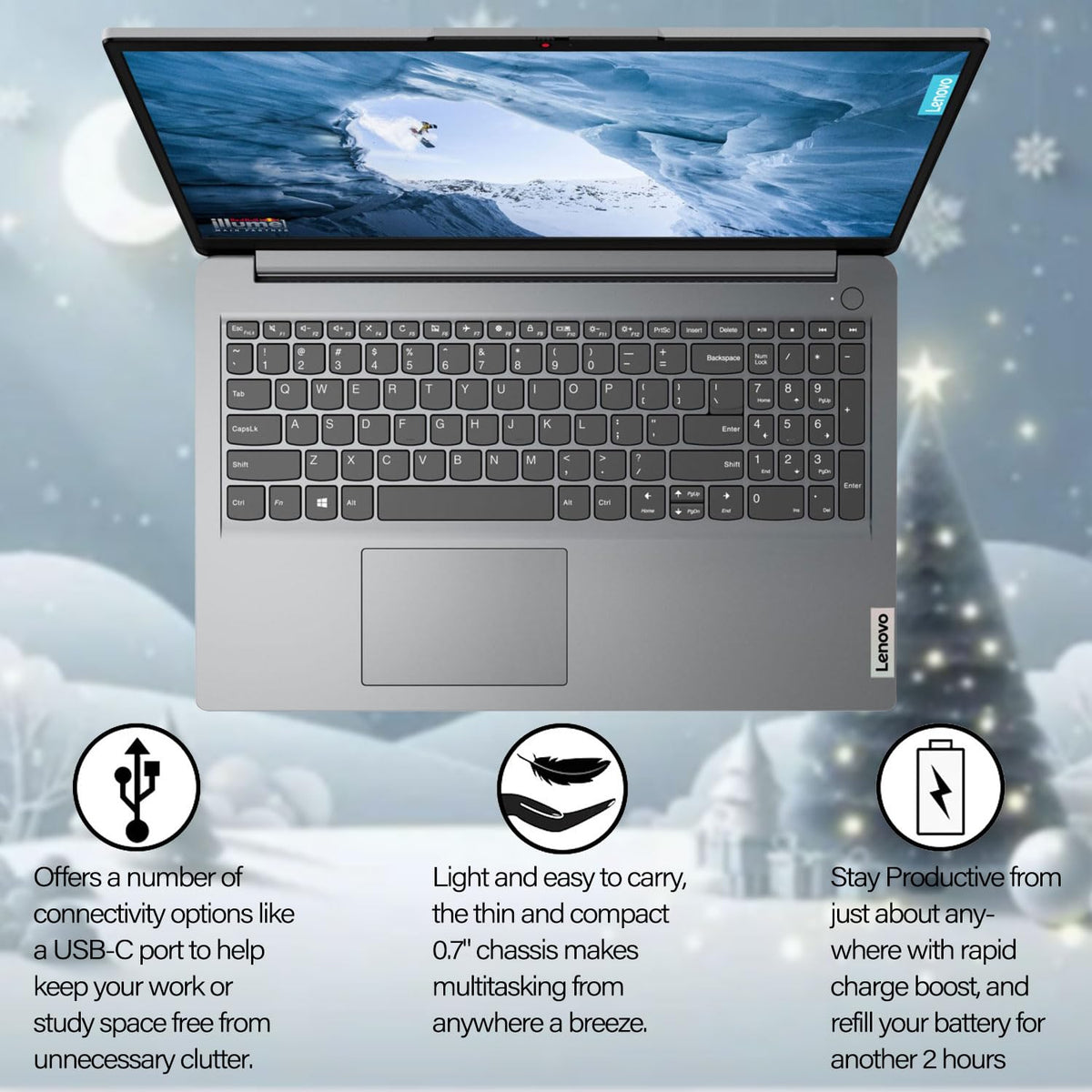 Lenovo AI Home Student Laptop, 15.6" FHD Display, Intel Quad-Cores Processor, 12GB RAM, 128GB + 256GB Storage, 1 Yr Office 365 ADP, HDMI, Wi-Fi 6, Win11 Home, Bundle with Thunderobot Wireless Mouse