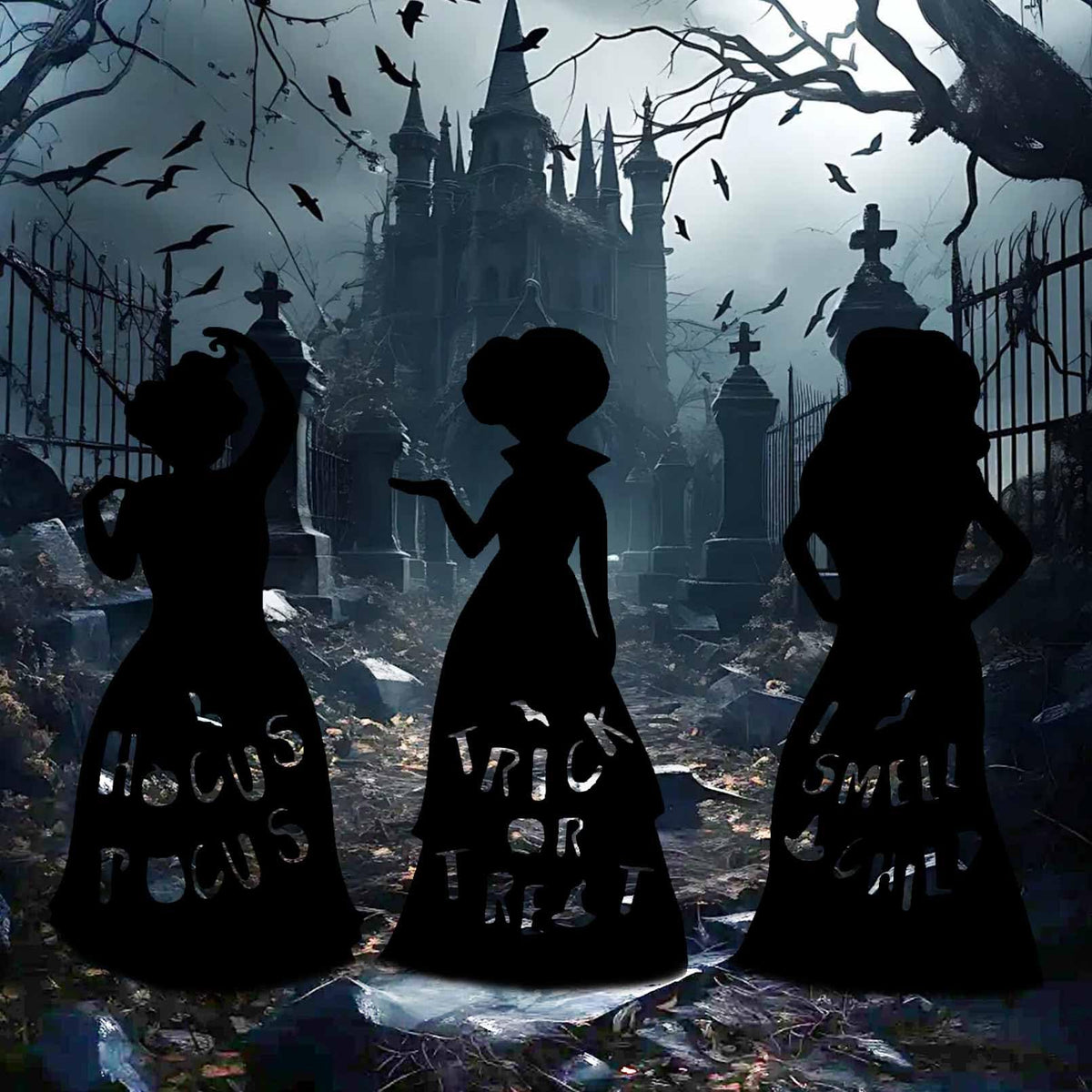 3 Pcs Halloween Witches Yard Stakes Large Witches Lawn Decorations Black Witches Silhouette Yard Signs with H-Stakes, Outside Waterproof Lawn Garden for Boys Girls Home Party Outdoor