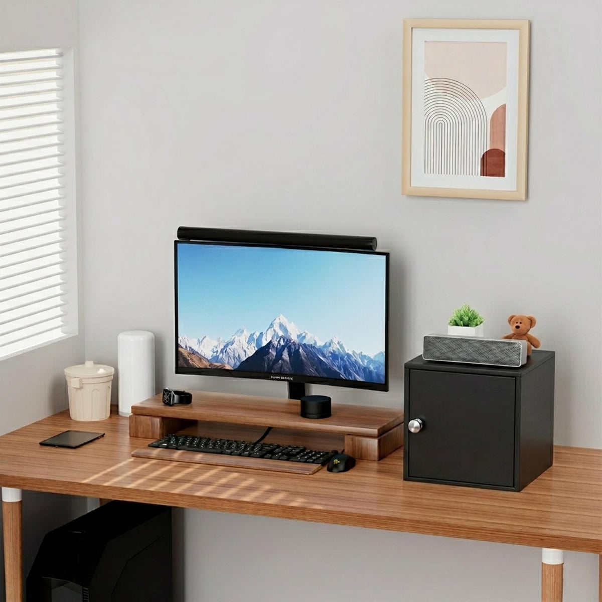 Tivostaral Cube Storage Organizer, 11" x 11" x 11" Mini Aesthetic Metal Storage Cabinet with Door, Small Steel Cabinet for Desk, Stackable Modular Storage Bin for Office, Home