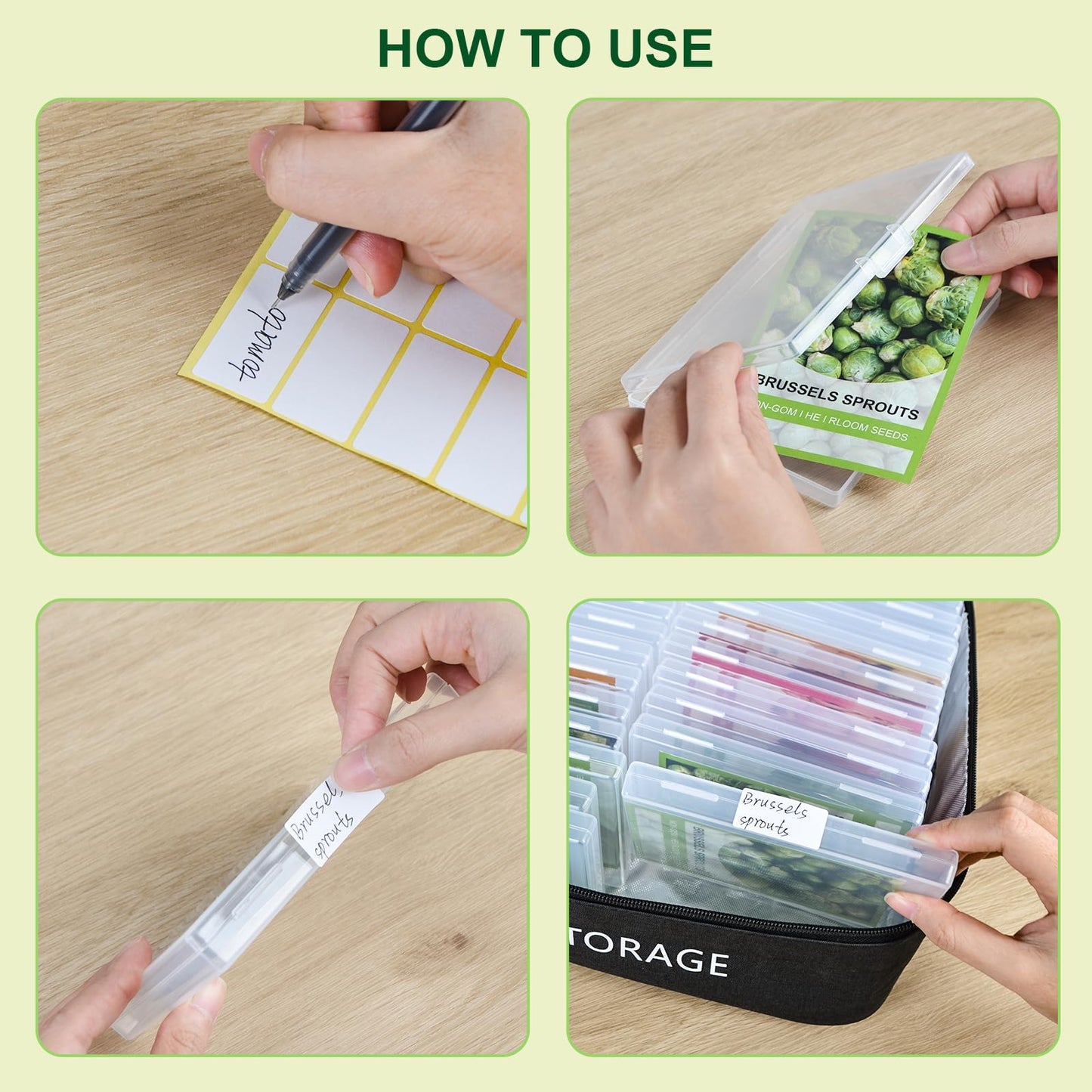 26 Slots Seed Storage Organizer Box with 10 Seed Envelopes, Oxford Cloth Seeds Storage Container with Insulated Bag, Garden Seed Packet Organizer with Label Stickers for Vegetable Flower Plants