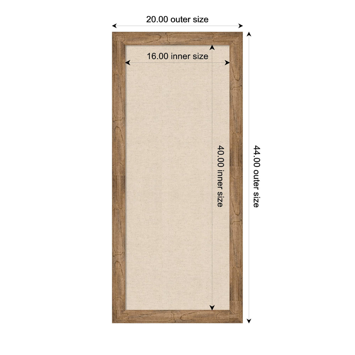 Kate and Laurel Framed Fabric Pinboard 20 x 44, Neutral Weave Printed Linen Rustic Farmhouse Bulletin Board for Use as a Vision Board or Wall Organization, Owl Brown Narrow Frame