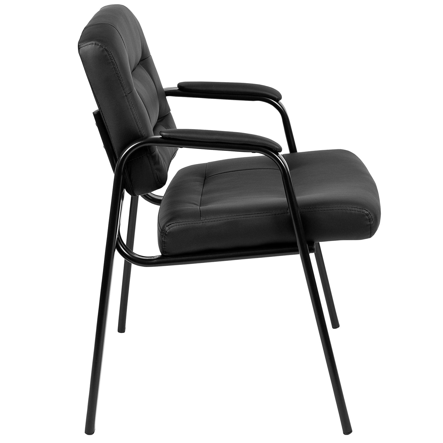 Flash Furniture Darwin Flash Fundamentals LeatherSoft Executive Reception Chair, Modern Tufted Lounge Chair for Living Room or Office, Black