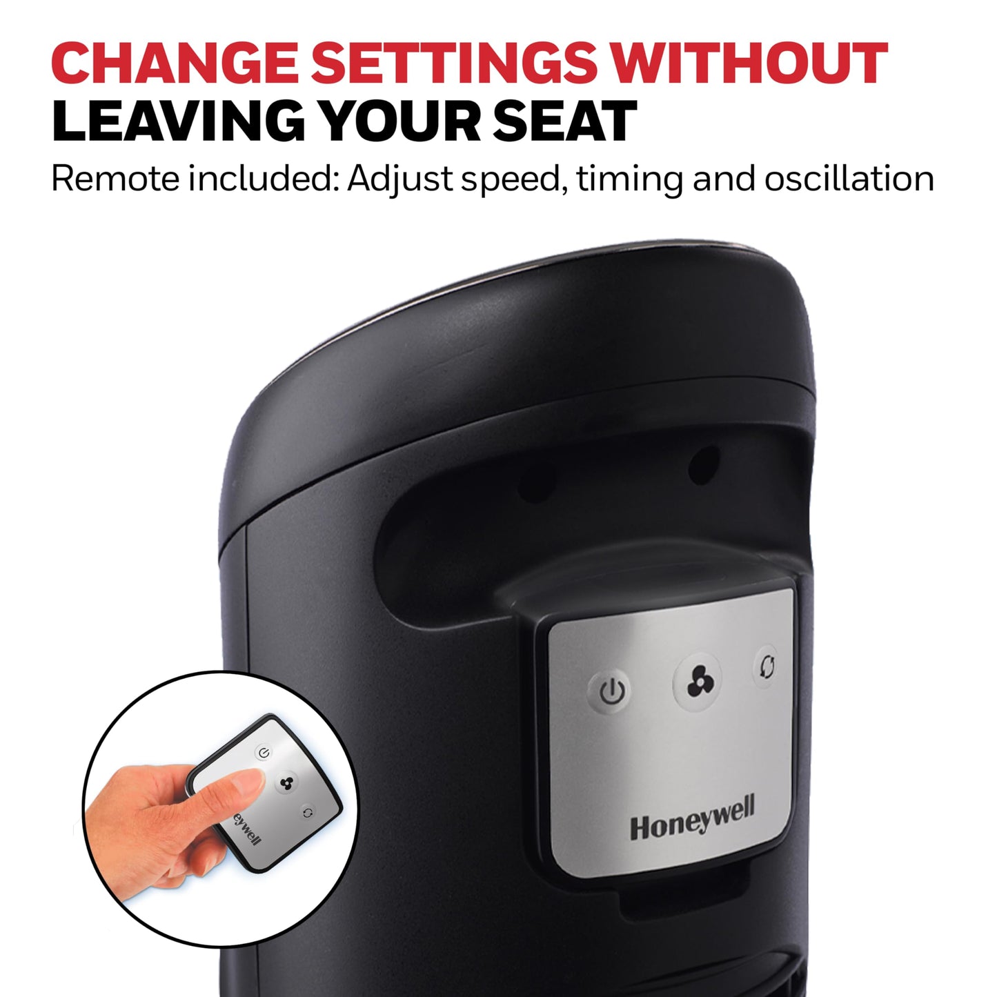 Honeywell QuietSet Whole Room Tower Fan, Oscillating Tower Fan with Remote, Black, HYF290B