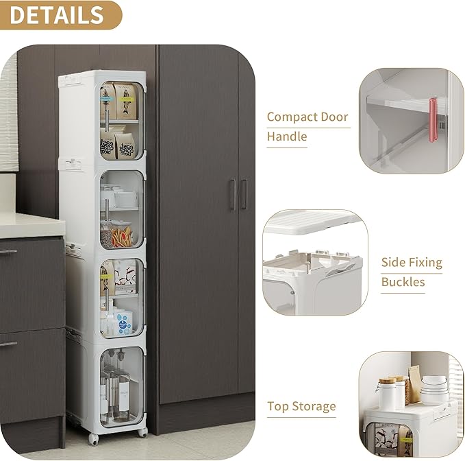 5-Tier Tall Narrow Storage Cabinet, Slim Bathroom Storage Cabinet