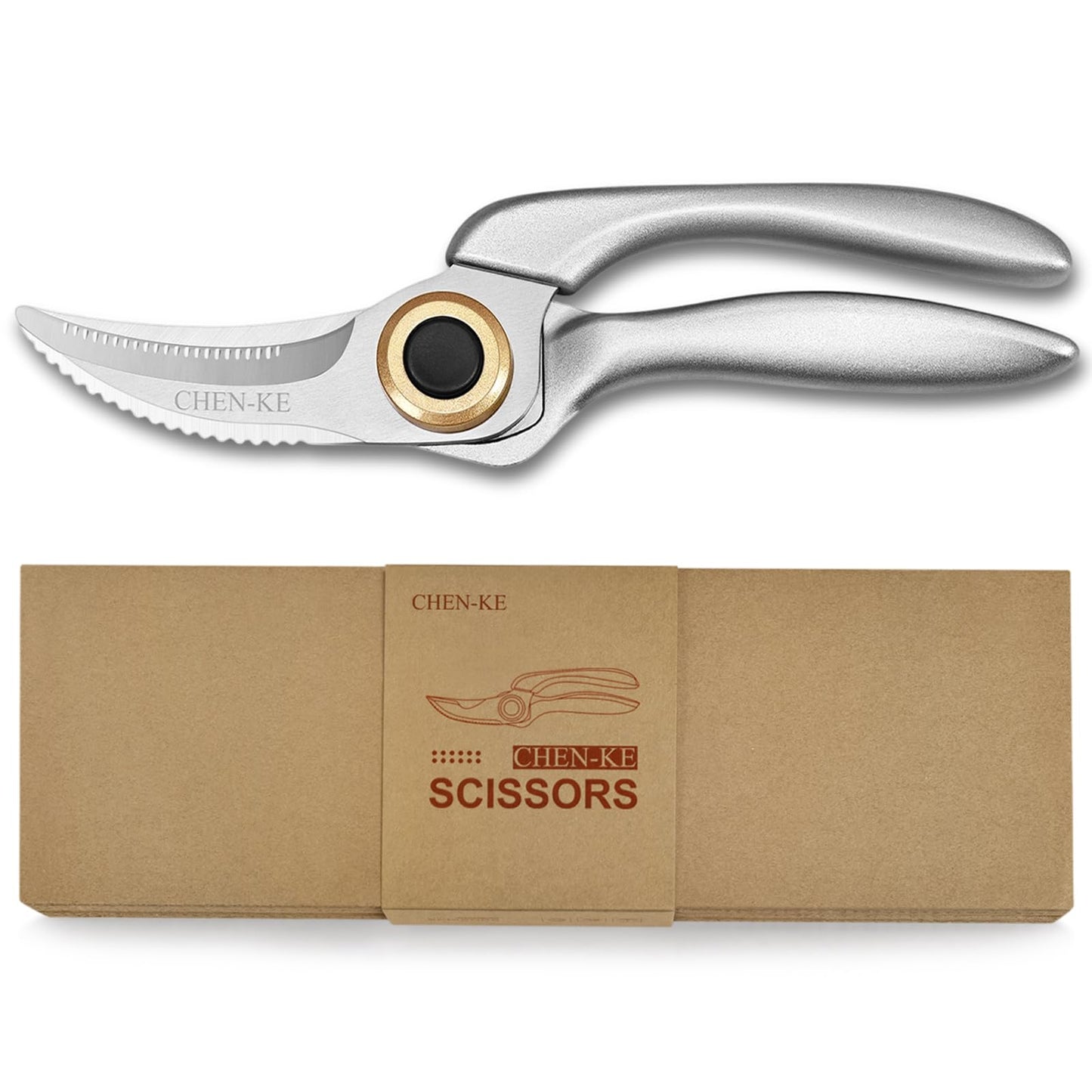 Multifunctional, Heavy-Duty, Large Kitchen Scissors with Non-Slip Handle and Auto Unlock Feature – Ideal for Cutting Meat, Poultry, Roasts, Turkey, and Fish – Essential Everyday Kitchen Tool.
