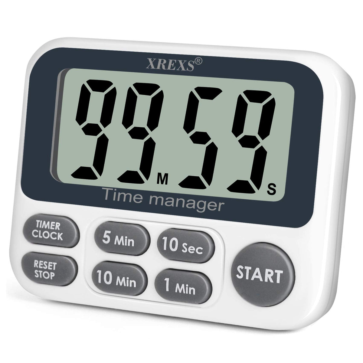XREXS Digital Kitchen Timer, Magnetic Countdown Up Cooking Timer with Large LCD Display, Adjustable Volume, Loud Alarm & Strong Magnet for Teachers (Batteries Included)