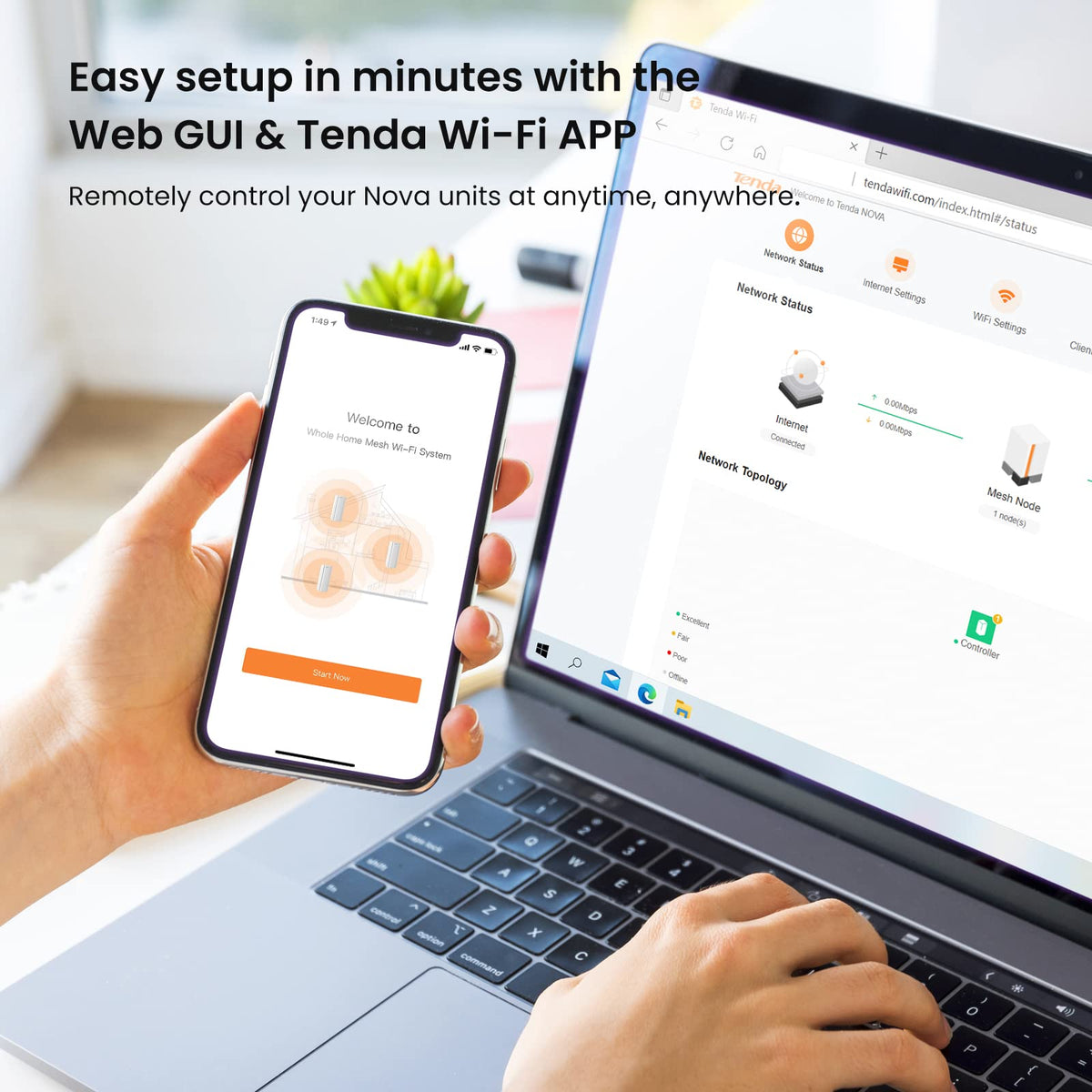 Tenda AX3000 Mesh WiFi 6 System Nova MX12-5000 sq.ft WiFi Coverage - Dual-Band Mesh Network for 160+ Devices - 3 Gigabit Ports per Unit Support Auto-backhaul- 2-Pack
