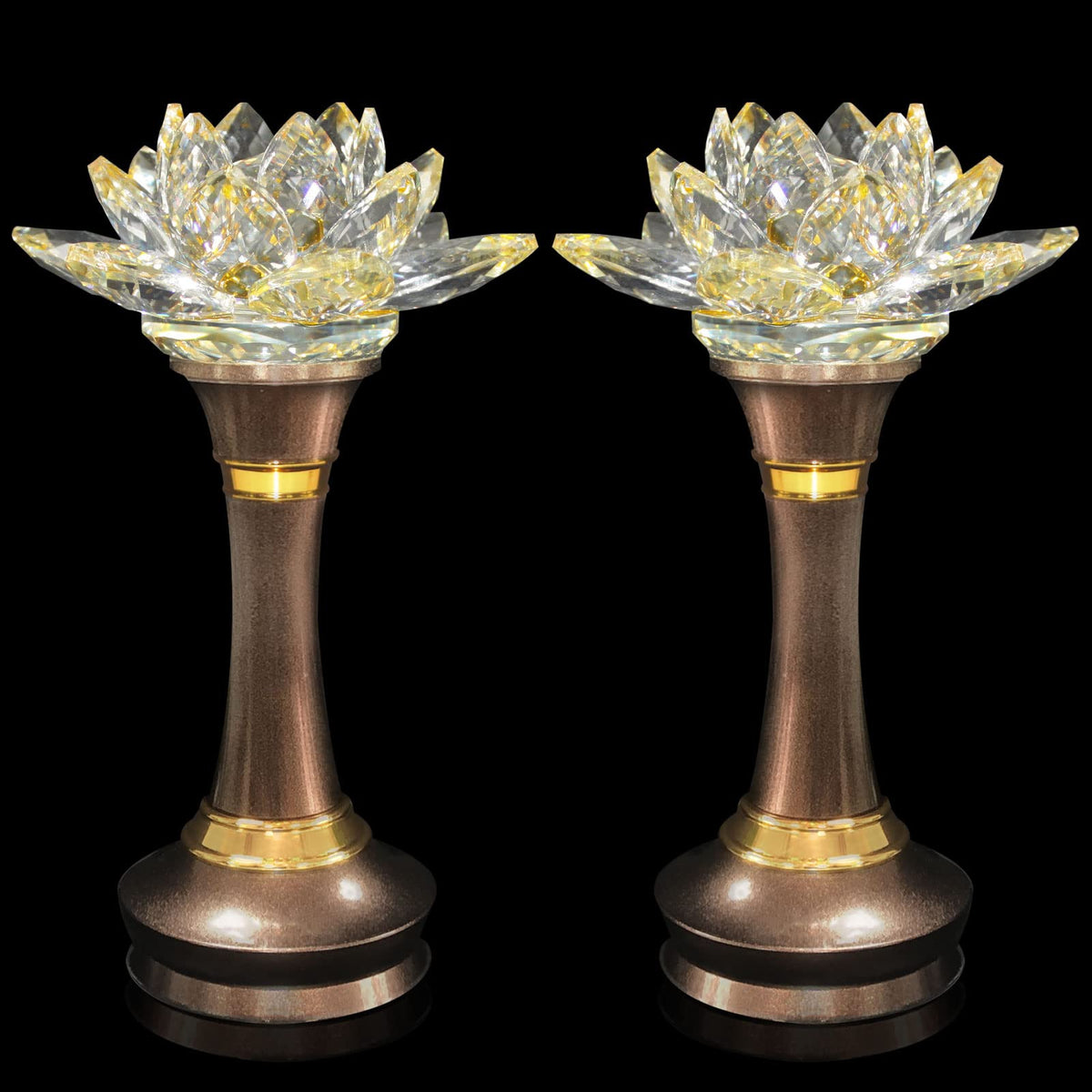 Lotus Flower Lamp Color LED Crystal Buddha Altar Decor Night Light(8in)