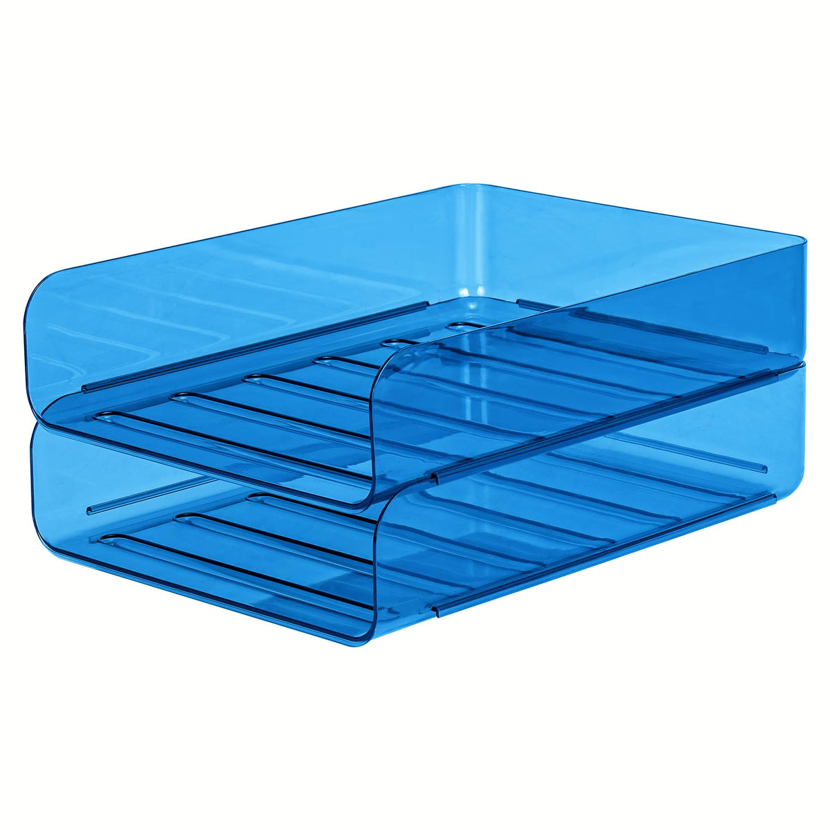 CiWiVOKi 2 Pack Stackable Paper Tray File Organizer for Desk, Office Organizer and Storage for Desk Accessories, Notes, Books, File Paper, Document, Blue
