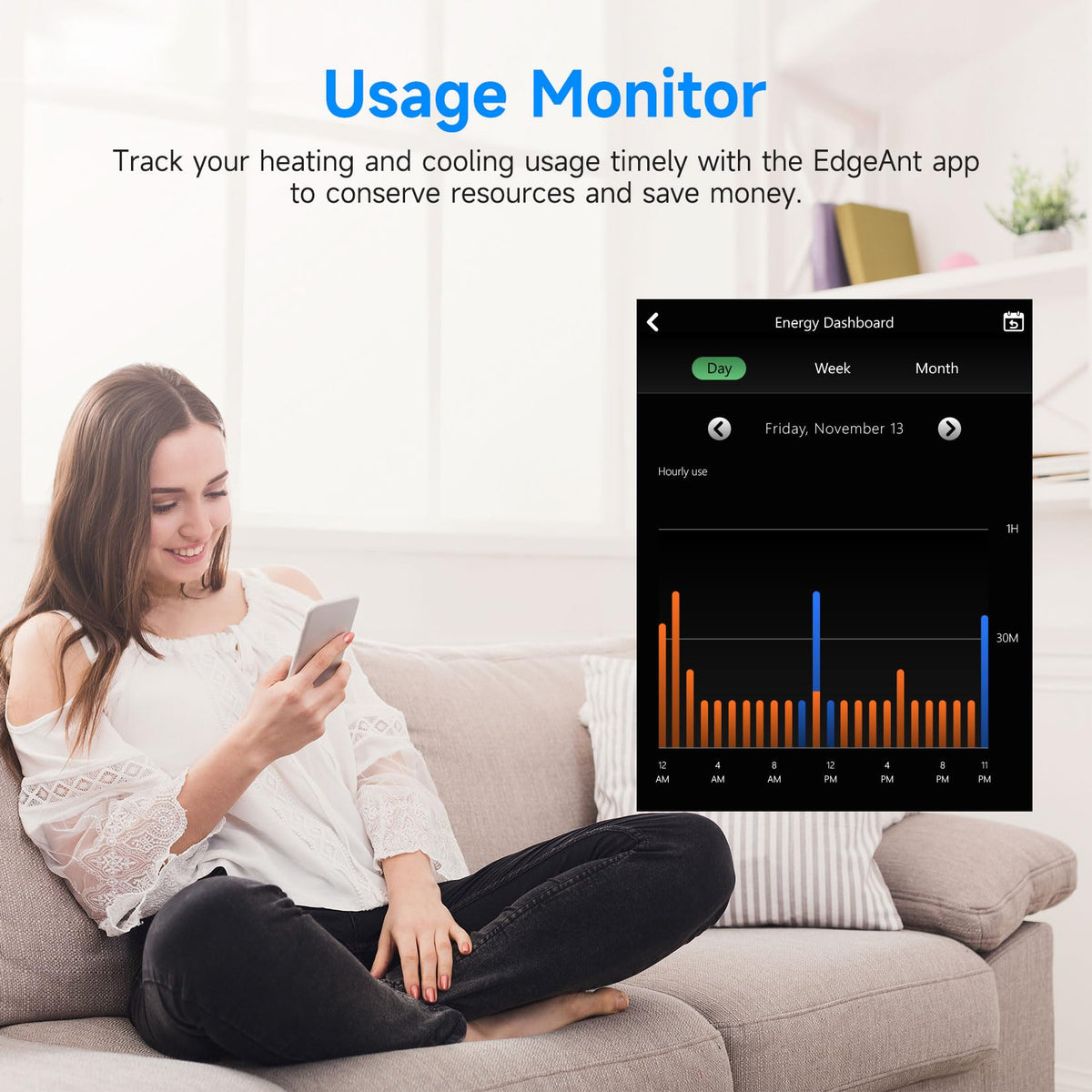 Smart Thermostats for Home, WiFi Thermostats Compatible with Alexa and Google Assistant,7day x 8period Programmable Control Tuya/Smart Life, Energy Saving, C-Wire Require (Black)