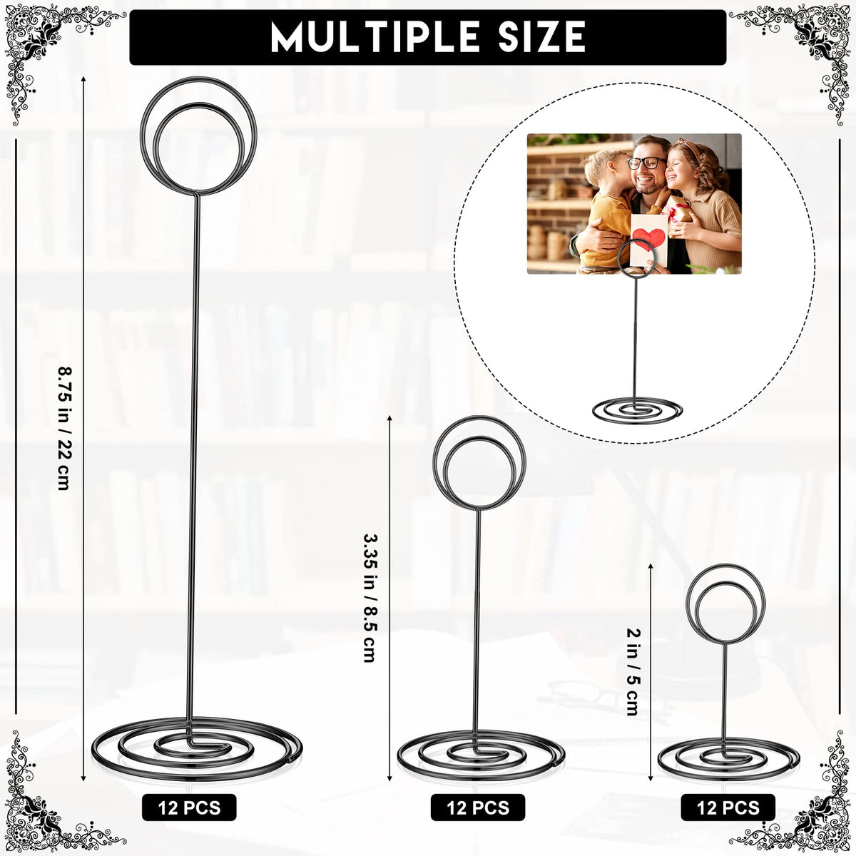Teling 36 Pieces Table Number Holders 3 Size Place Card Holder Name Numbers Menu Memo Note Card Picture Photo Clip Stand Table Sign for Wedding Anniversary Party Display(Black)