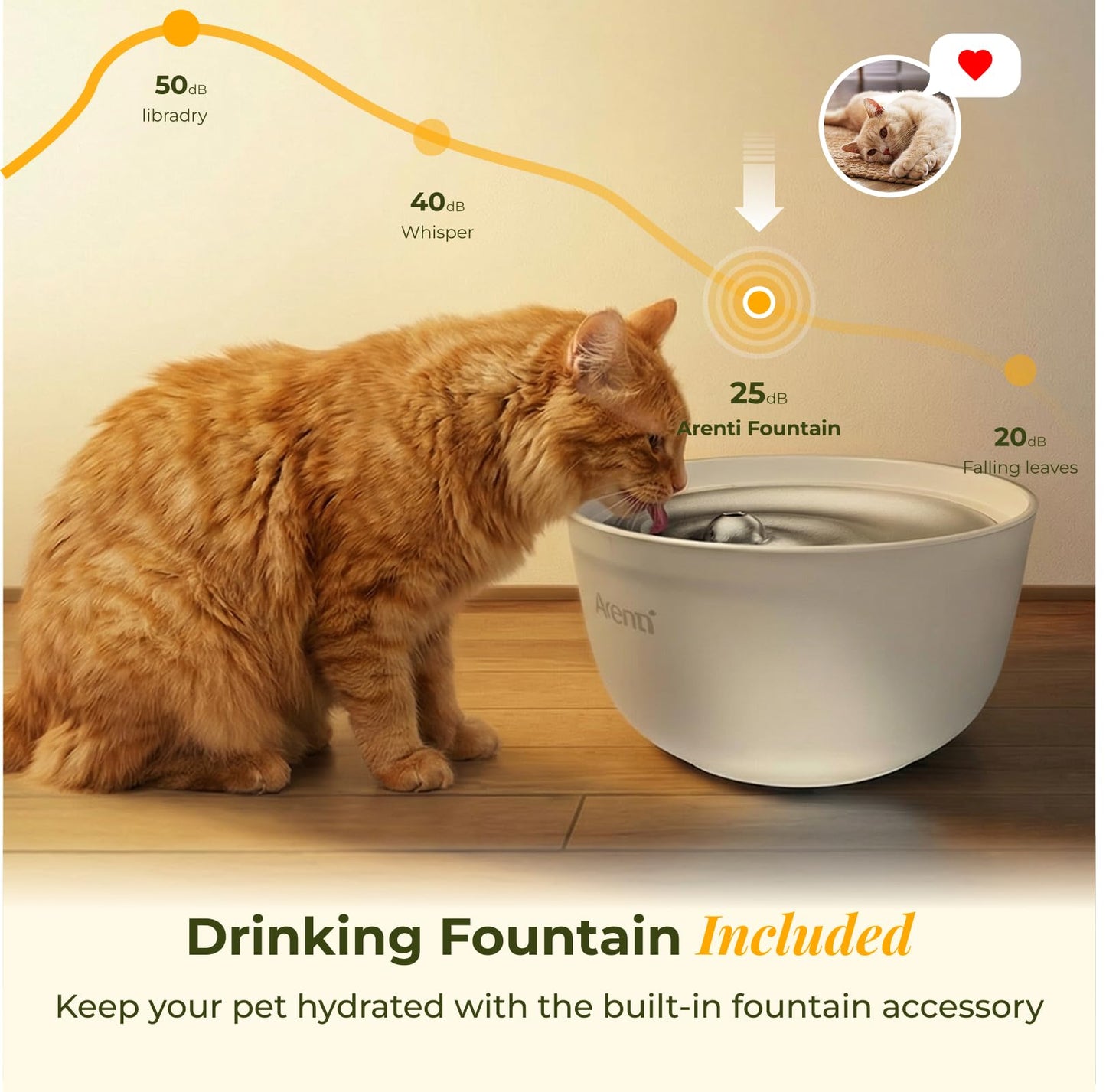 ARENTI Automatic Cat Feeder and Water Dispenser with Camera, 2K Adjustable View & Invisible Privacy Mode, 4.5L Cat Food Dispenser Fountain Combo, 5G/2.4G WiFi, 2-Way Audio, AI Alerts, Battery Backup